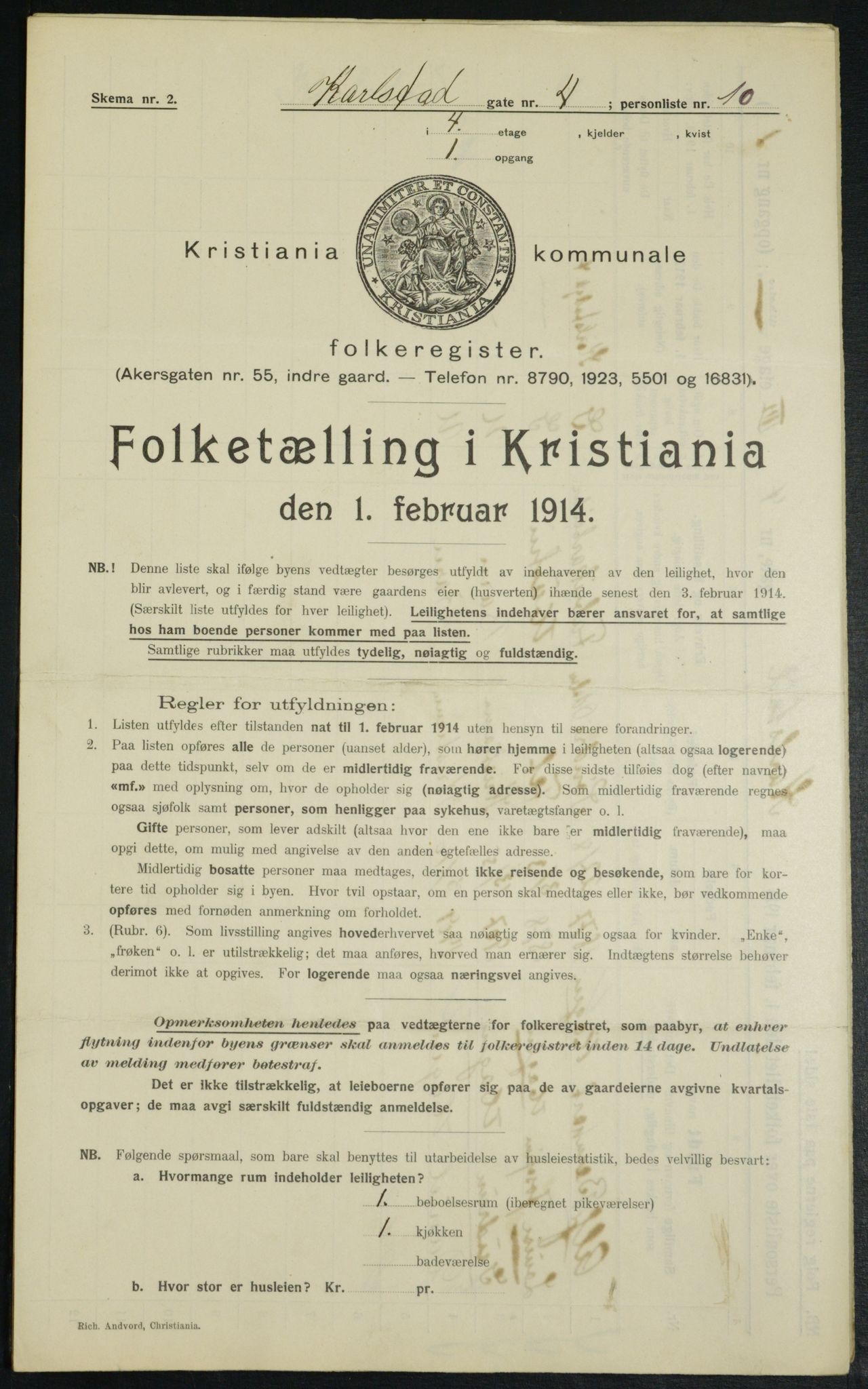 OBA, Municipal Census 1914 for Kristiania, 1914, p. 48917