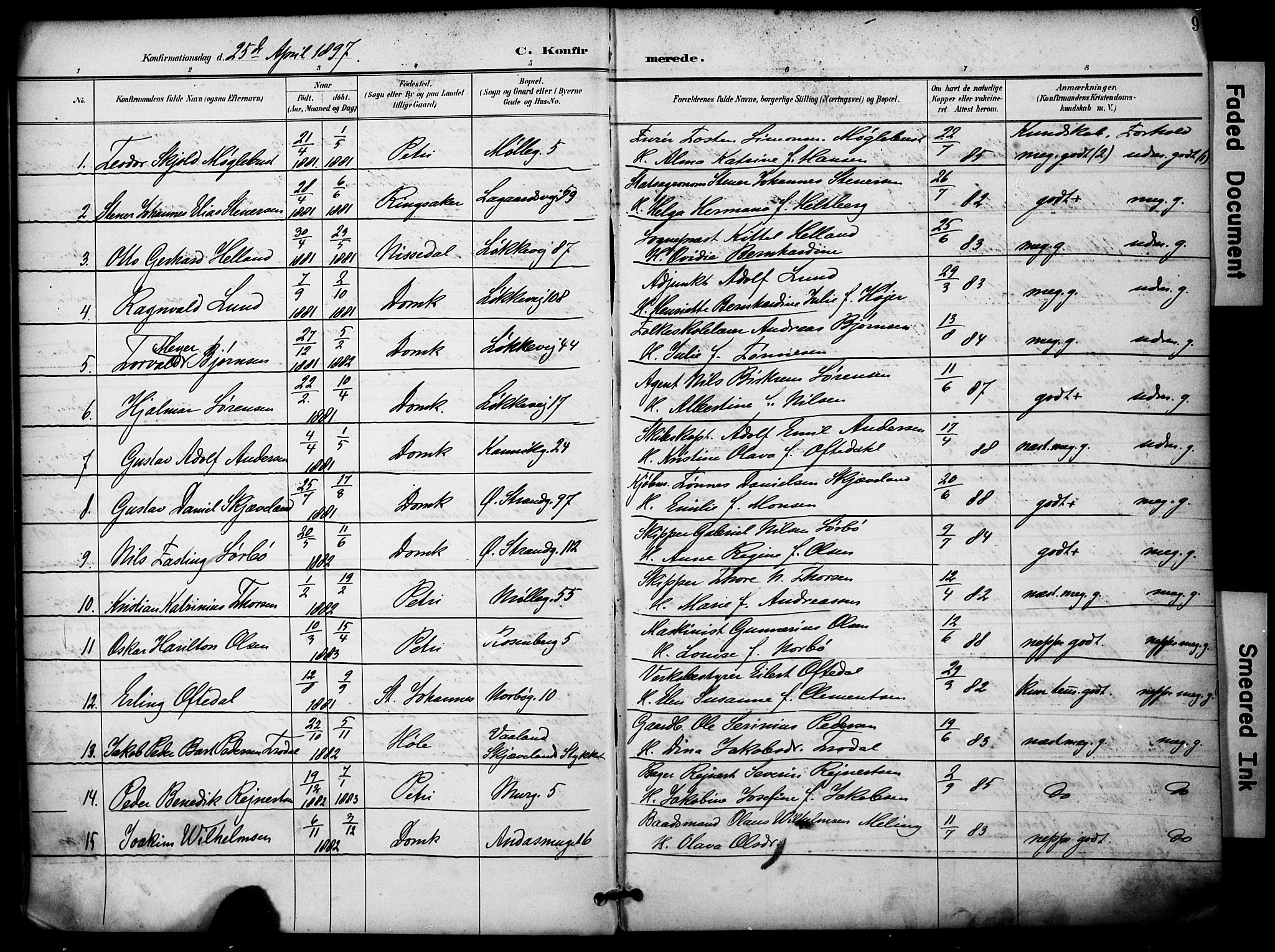 Domkirken sokneprestkontor, AV/SAST-A-101812/001/30/30BA/L0031: Parish register (official) no. A 30, 1896-1916, p. 9