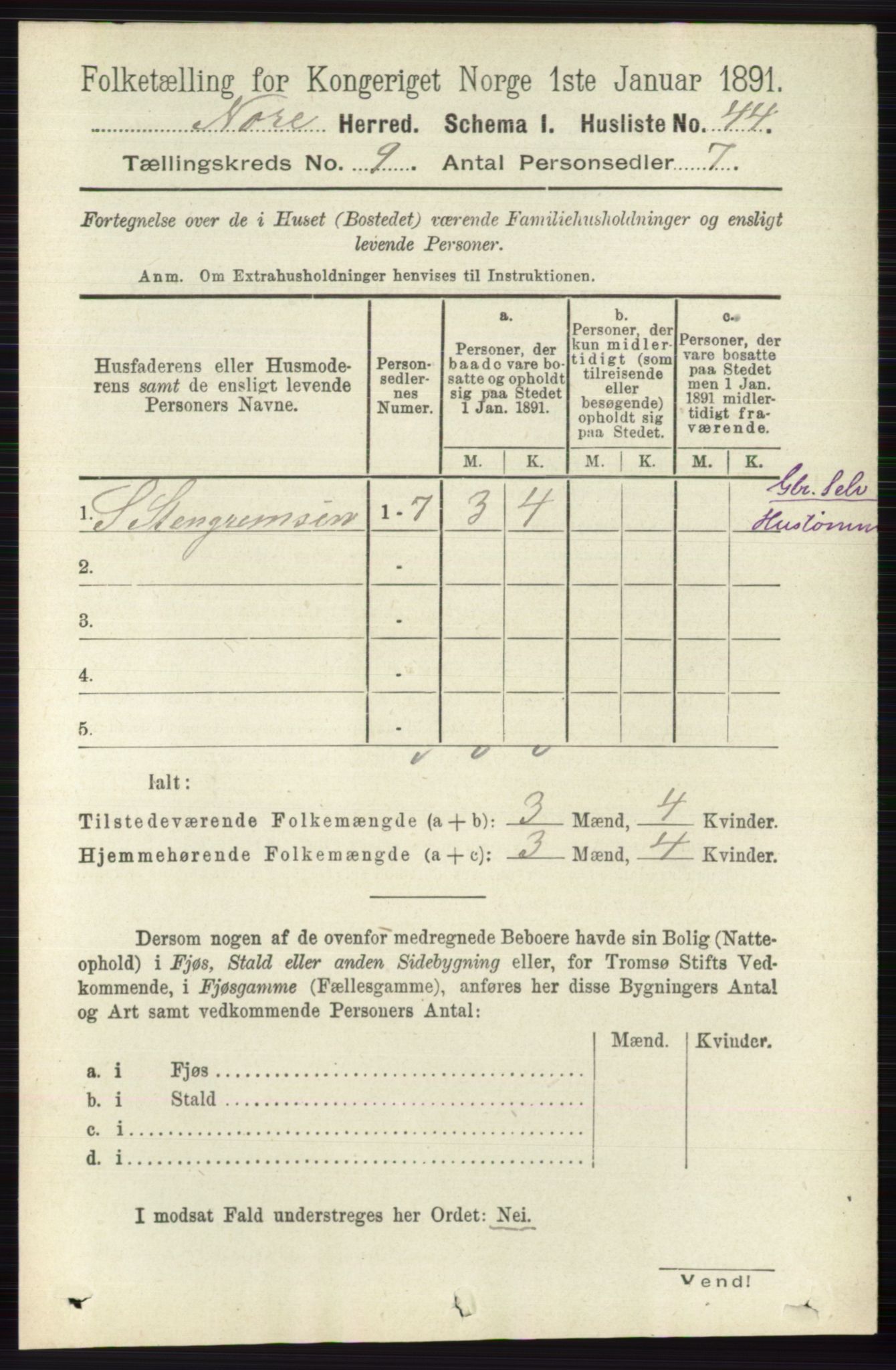 RA, 1891 census for 0633 Nore, 1891, p. 3198