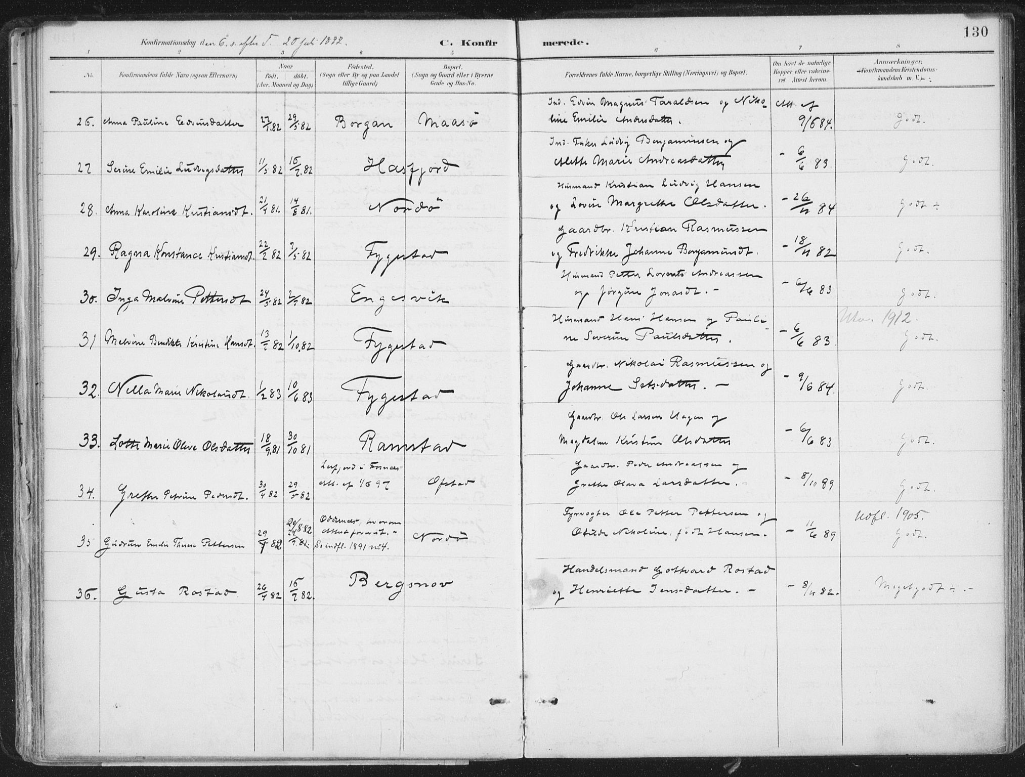 Ministerialprotokoller, klokkerbøker og fødselsregistre - Nord-Trøndelag, SAT/A-1458/786/L0687: Parish register (official) no. 786A03, 1888-1898, p. 130