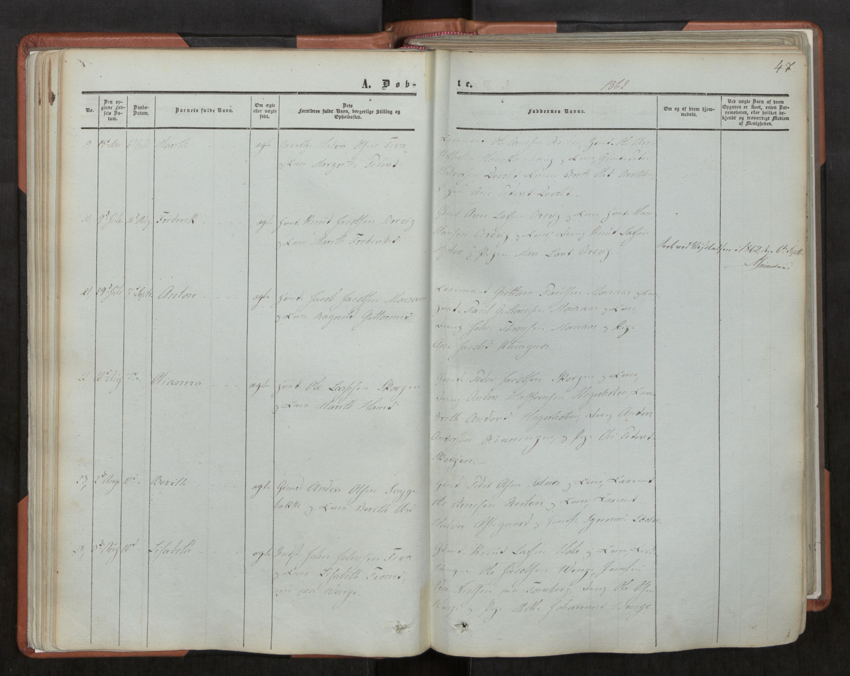 Ministerialprotokoller, klokkerbøker og fødselsregistre - Møre og Romsdal, AV/SAT-A-1454/544/L0572: Parish register (official) no. 544A05, 1854-1886, p. 47