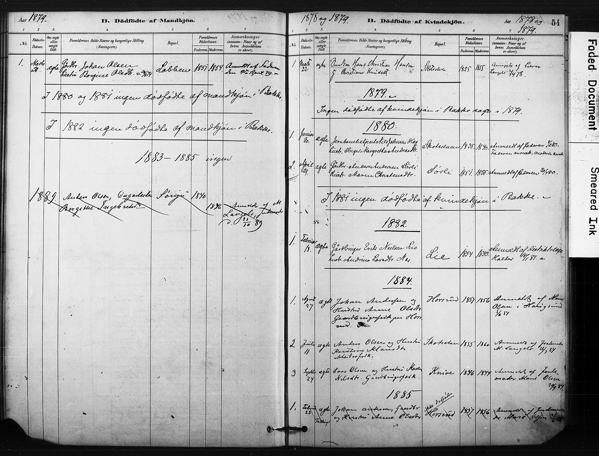 Eiker kirkebøker, SAKO/A-4/F/Fc/L0001: Parish register (official) no. III 1, 1878-1889, p. 54