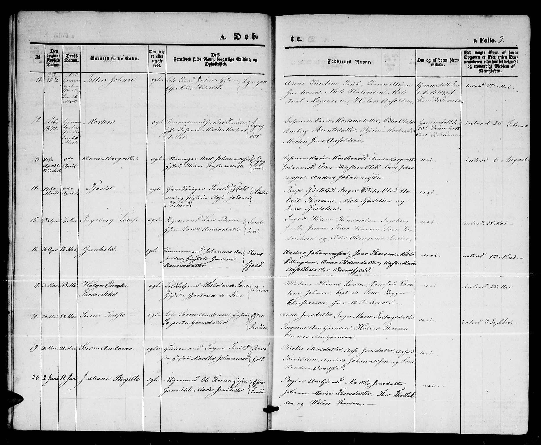 Dypvåg sokneprestkontor, AV/SAK-1111-0007/F/Fb/Fba/L0010: Parish register (copy) no. B 10, 1842-1857, p. 9