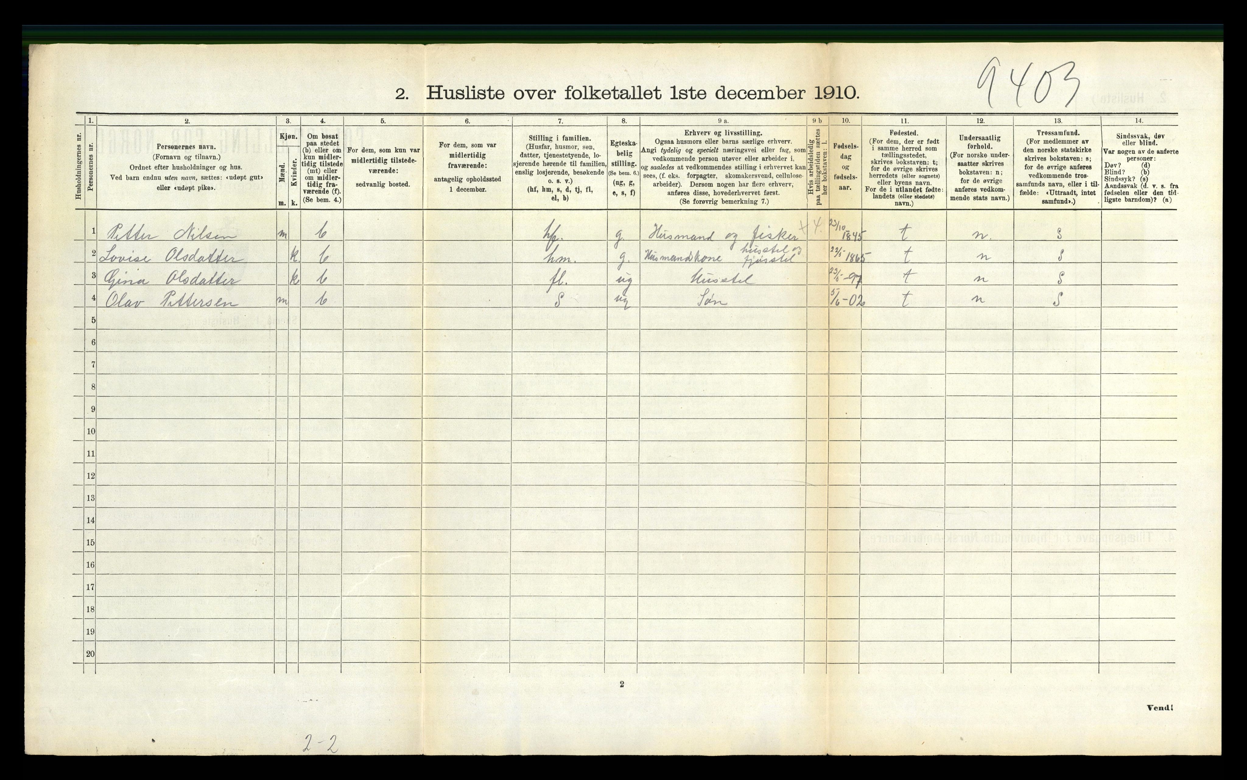 RA, 1910 census for Hadsel, 1910, p. 1648