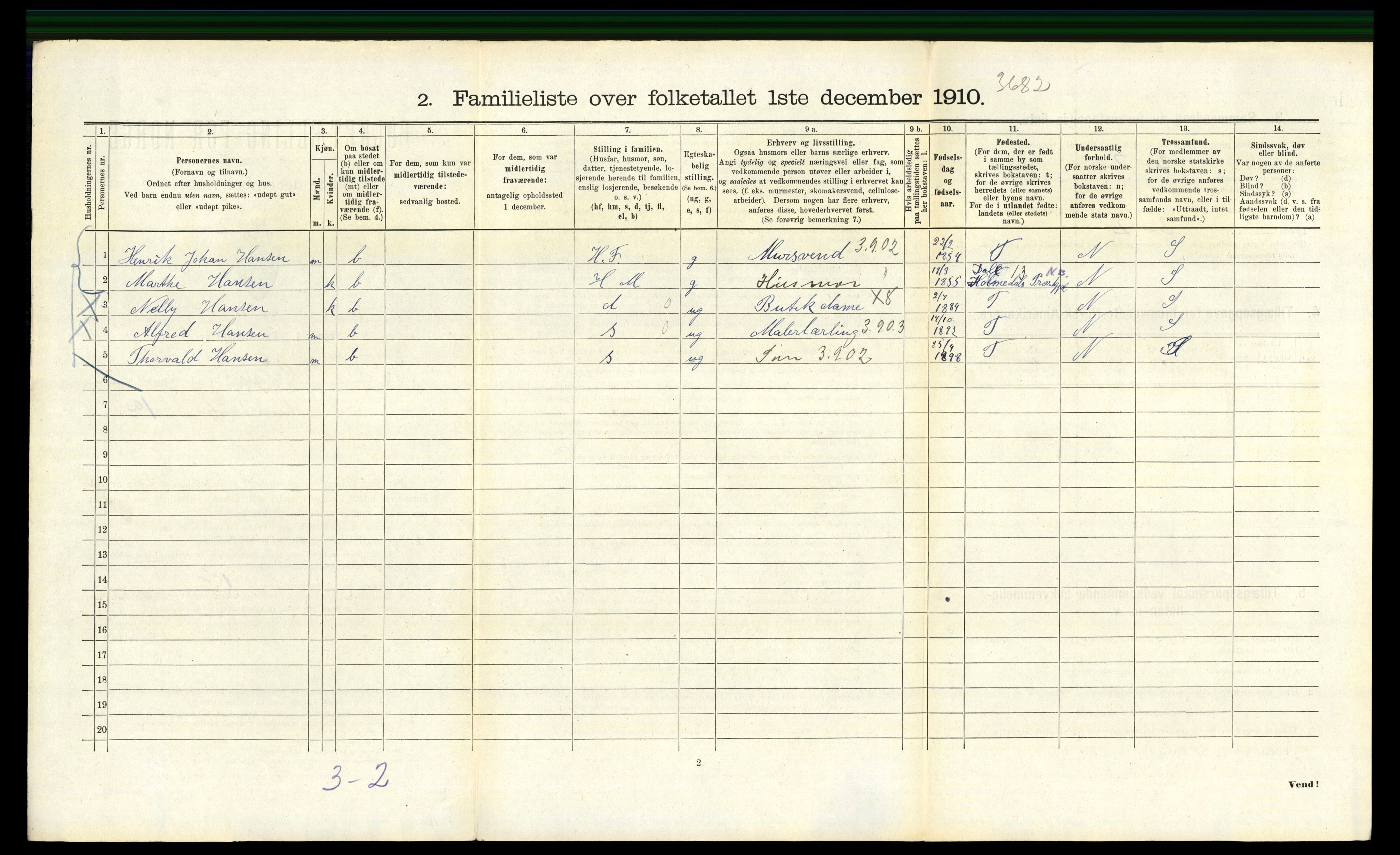 RA, 1910 census for Bergen, 1910, p. 7126