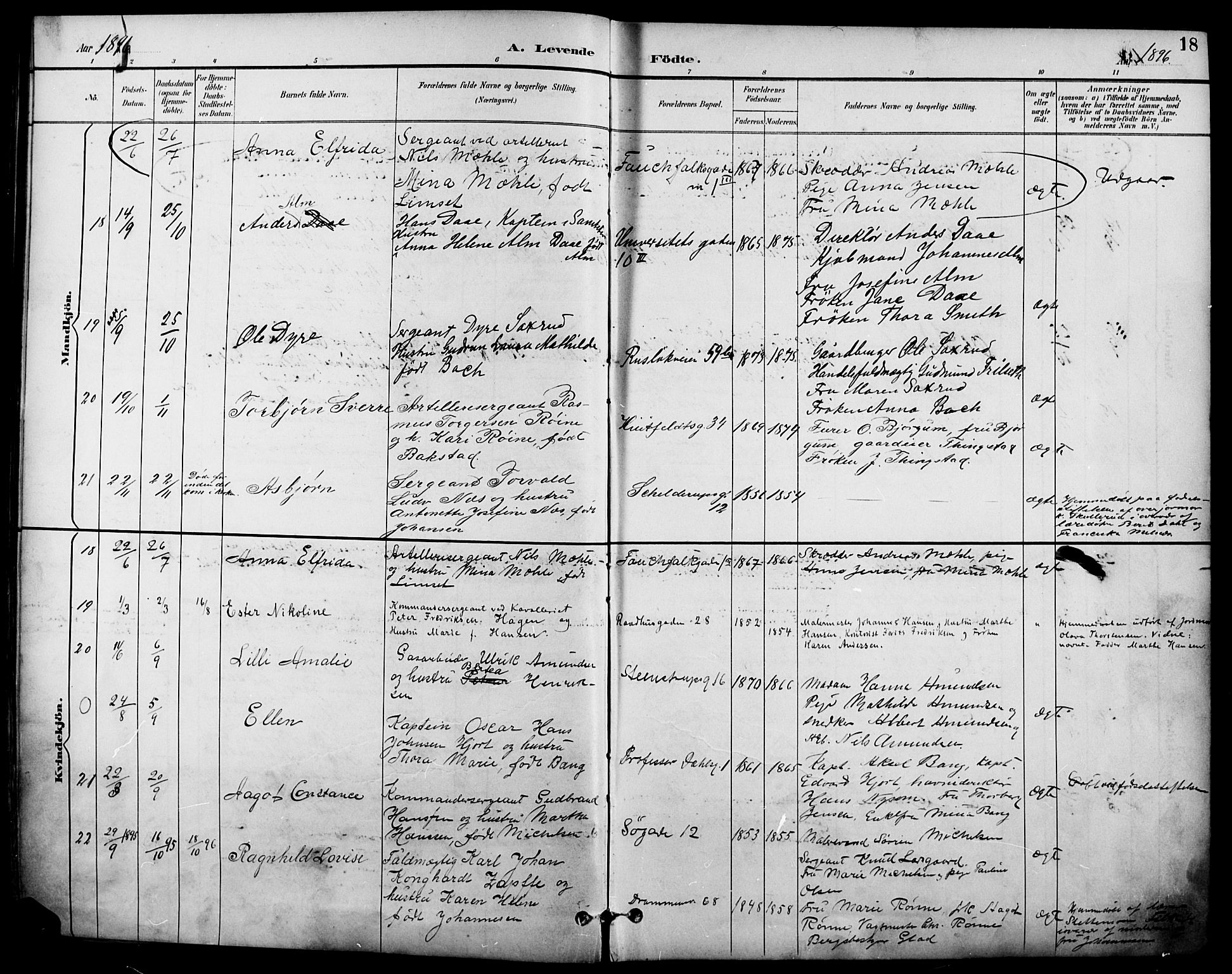 Garnisonsmenigheten Kirkebøker, SAO/A-10846/F/Fa/L0013: Parish register (official) no. 13, 1894-1904, p. 18