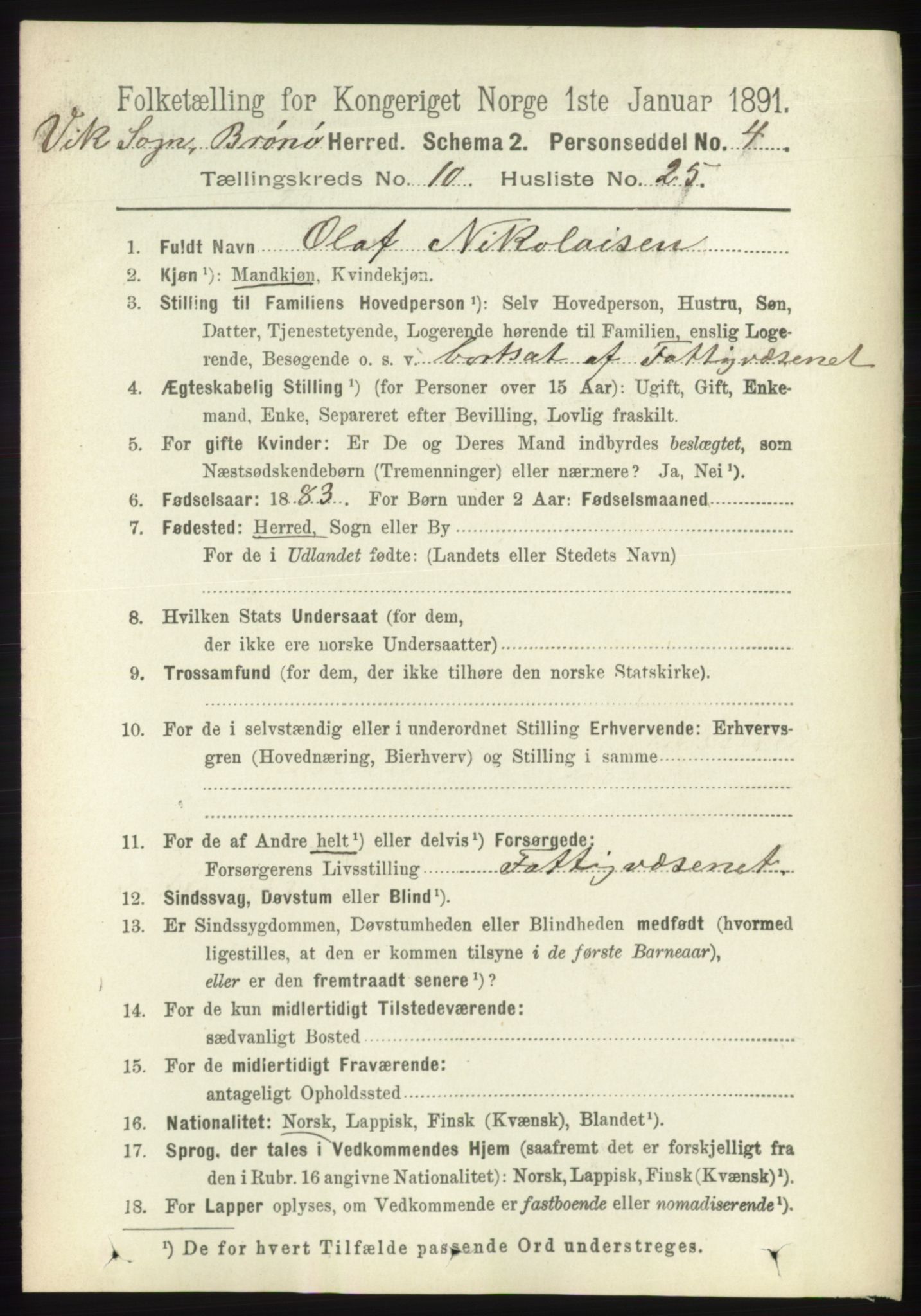 RA, 1891 census for 1814 Brønnøy, 1891, p. 5902