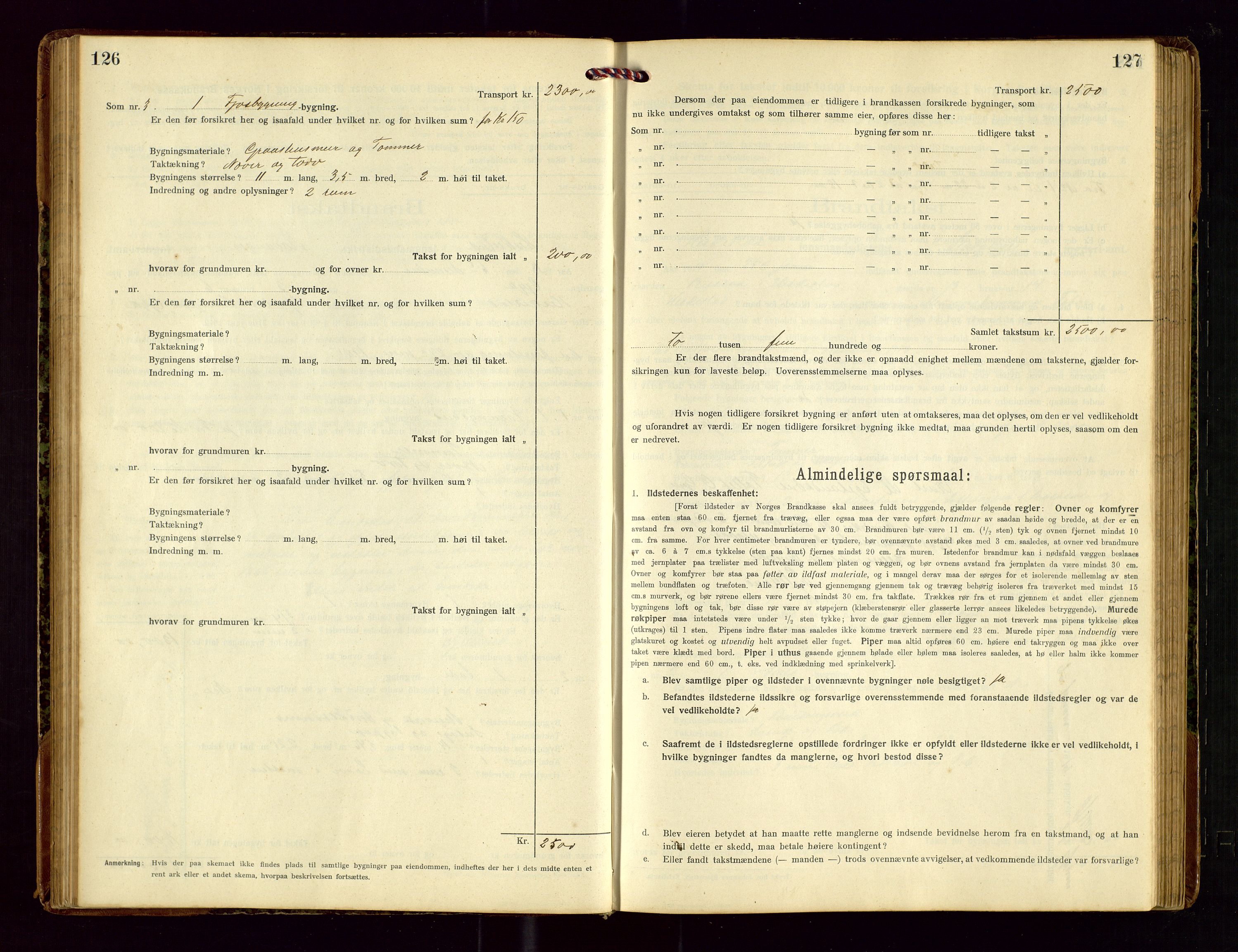 Heskestad lensmannskontor, SAST/A-100304/Gob/L0002: "Brandtakstprotokol", 1915-1922, p. 126-127