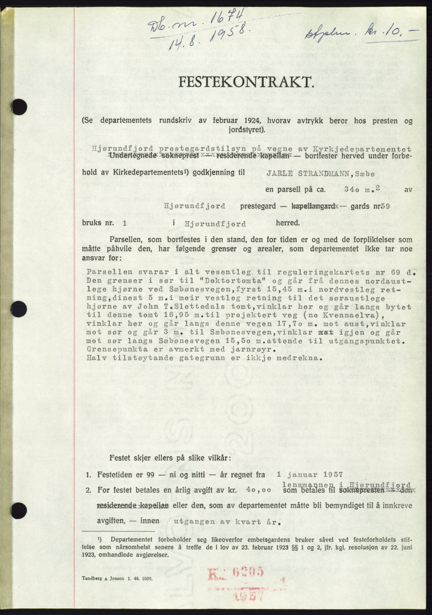 Søre Sunnmøre sorenskriveri, AV/SAT-A-4122/1/2/2C/L0110: Mortgage book no. 36A, 1958-1958, Diary no: : 1674/1958