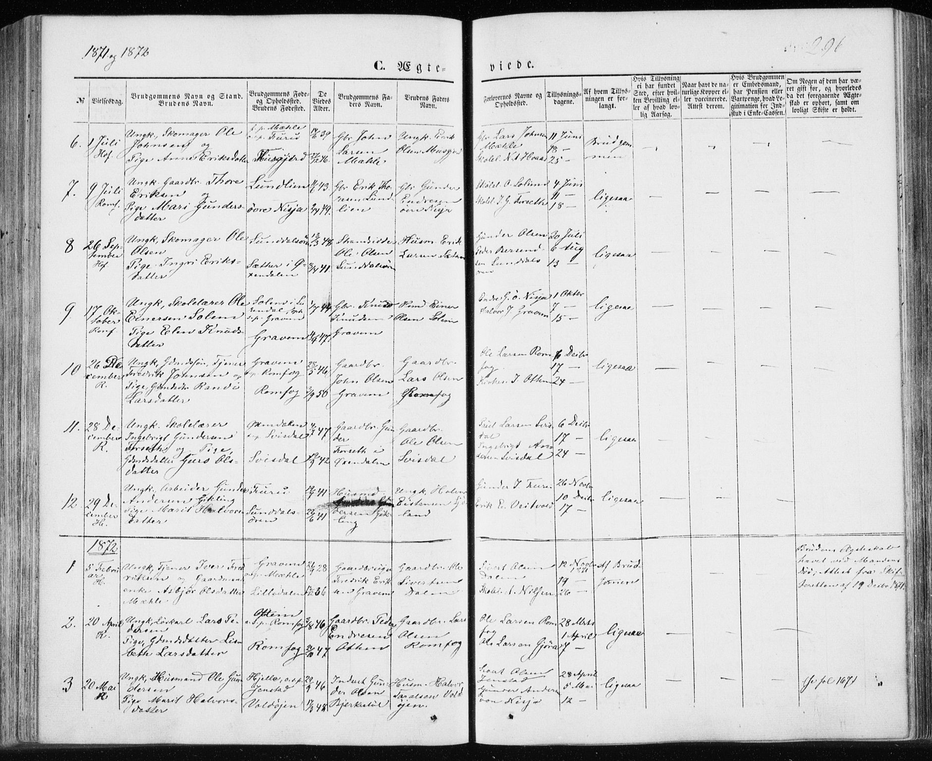 Ministerialprotokoller, klokkerbøker og fødselsregistre - Møre og Romsdal, AV/SAT-A-1454/590/L1013: Parish register (official) no. 590A05, 1847-1877, p. 296