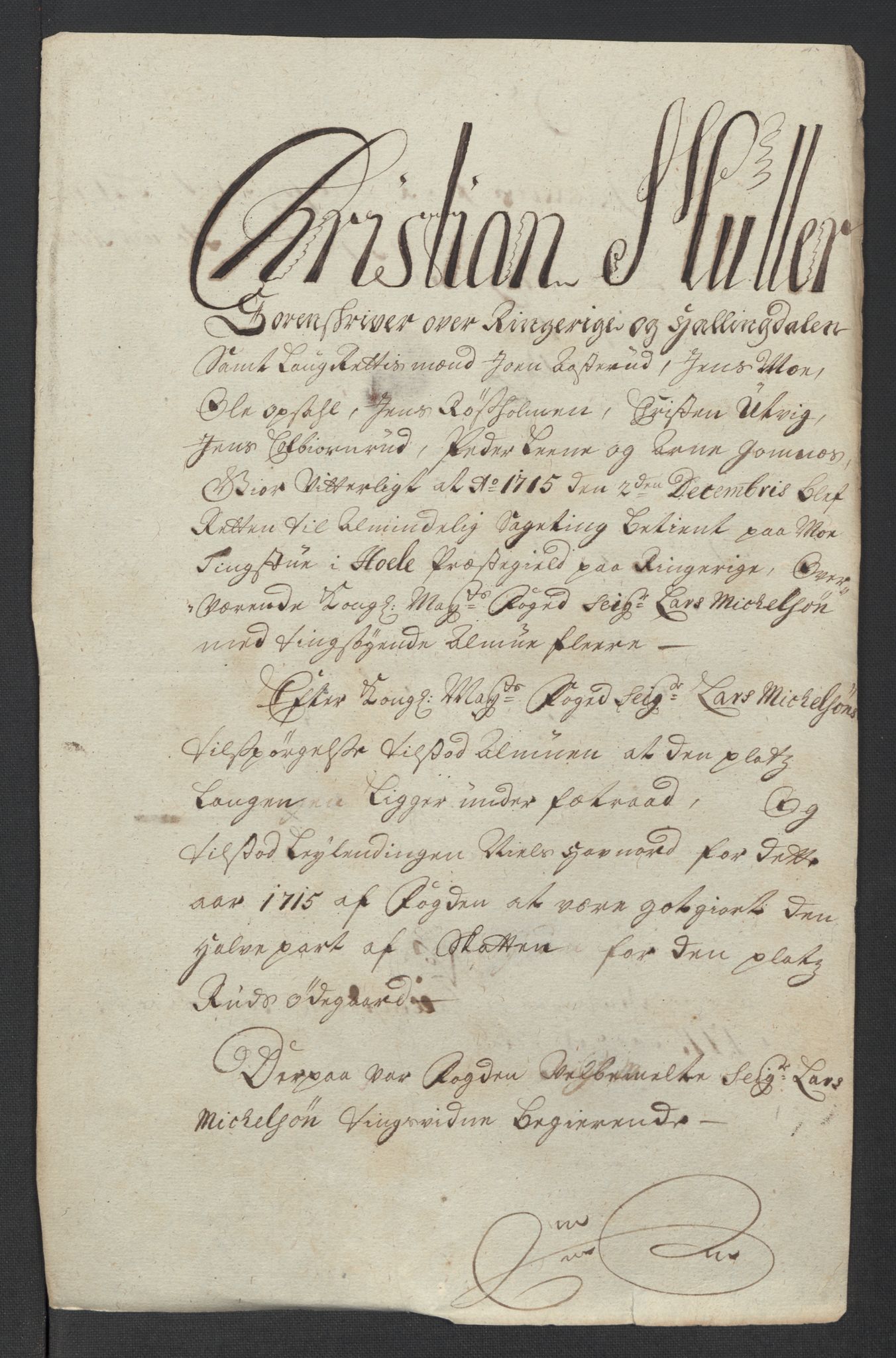 Rentekammeret inntil 1814, Reviderte regnskaper, Fogderegnskap, RA/EA-4092/R23/L1473: Fogderegnskap Ringerike og Hallingdal, 1715, p. 318