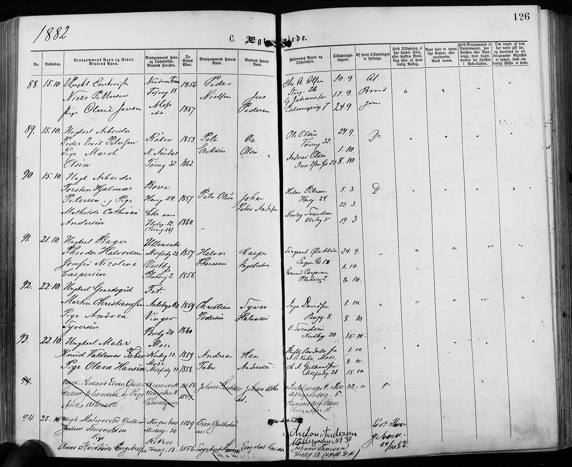 Grønland prestekontor Kirkebøker, SAO/A-10848/F/Fa/L0006: Parish register (official) no. 6, 1877-1886, p. 126