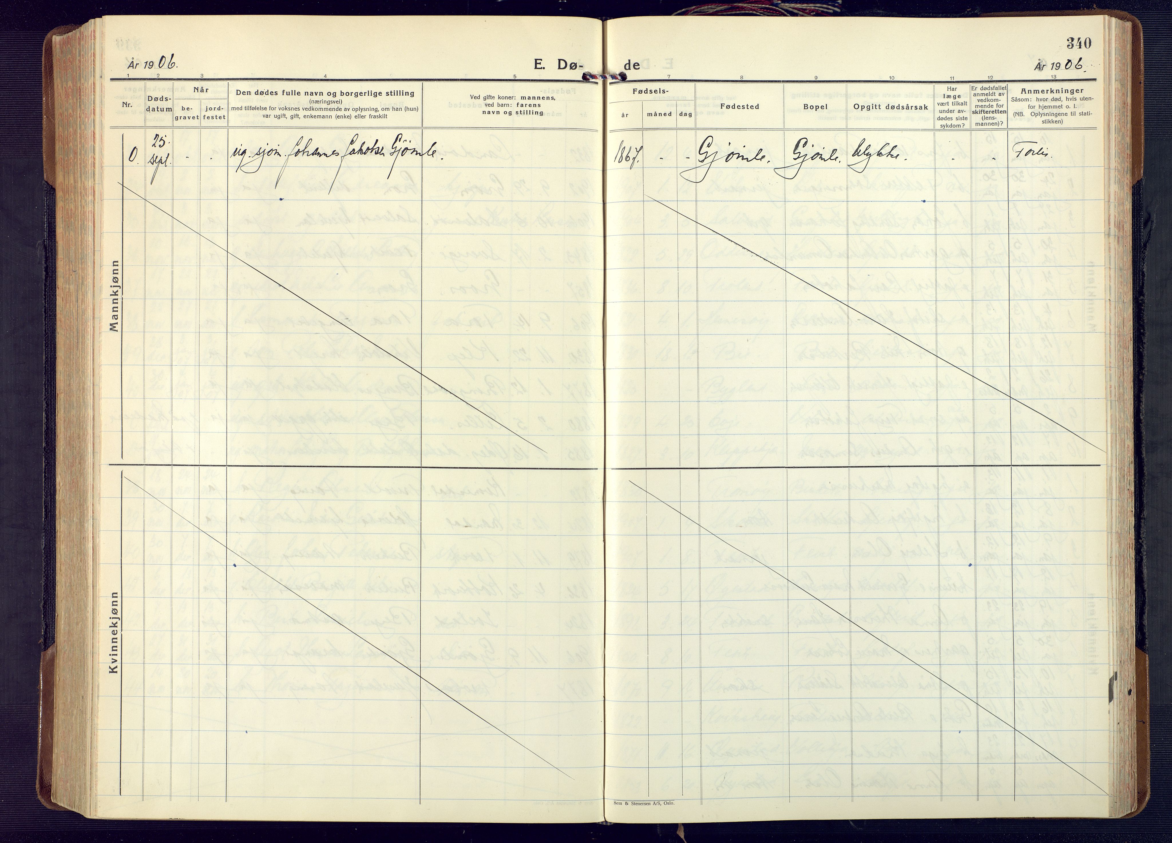 Fjære sokneprestkontor, AV/SAK-1111-0011/F/Fa/L0004: Parish register (official) no. A 4, 1902-1925, p. 340