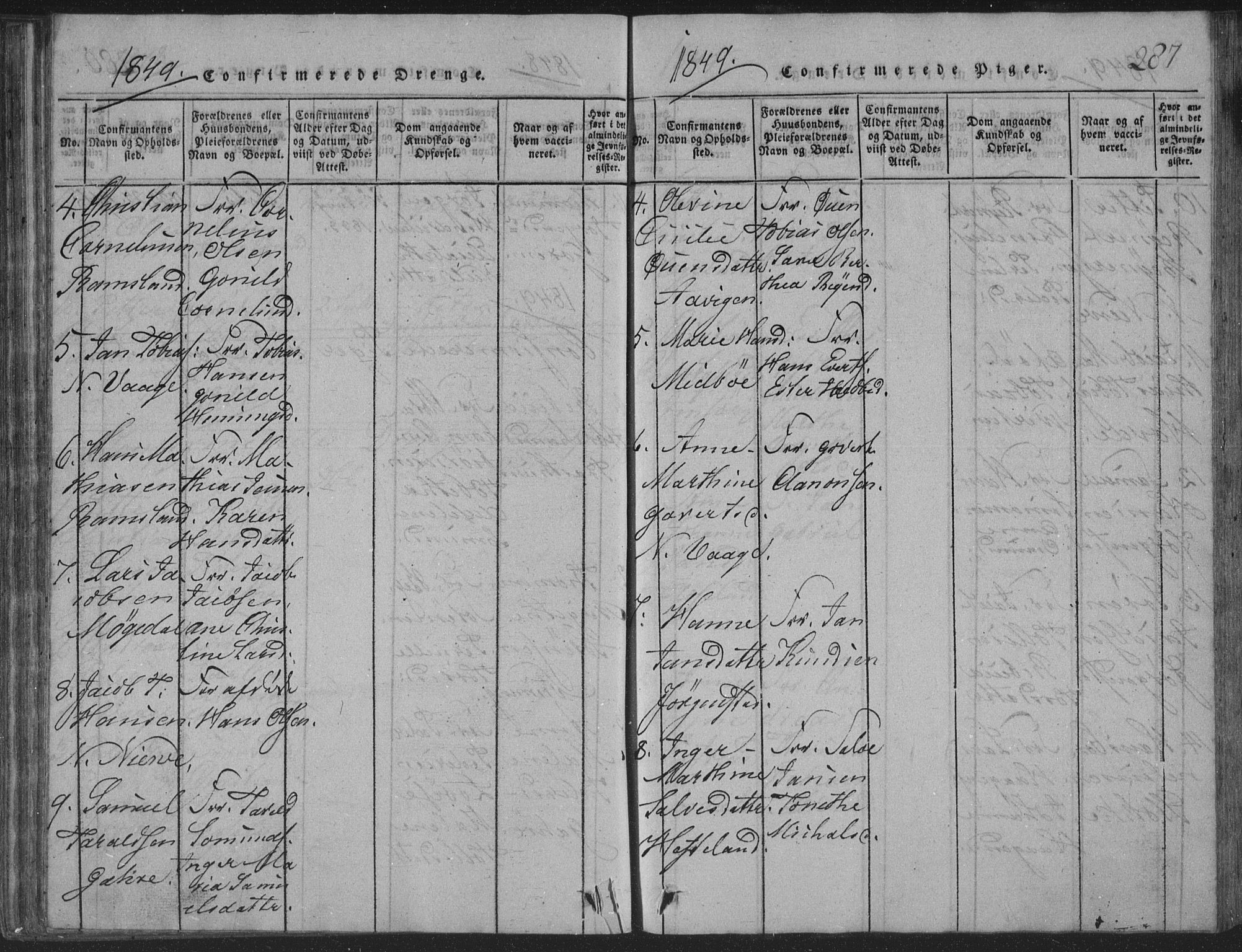 Sør-Audnedal sokneprestkontor, AV/SAK-1111-0039/F/Fb/Fba/L0001: Parish register (copy) no. B 1, 1815-1850, p. 287