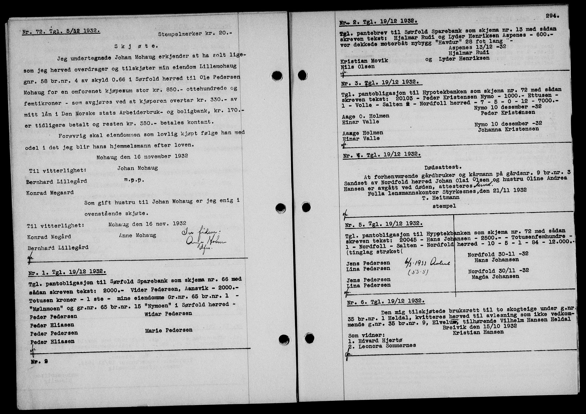 Salten sorenskriveri, SAT/A-4578/1/2/2C/L0062: Mortgage book no. 52, 1932-1933, Deed date: 19.12.1932