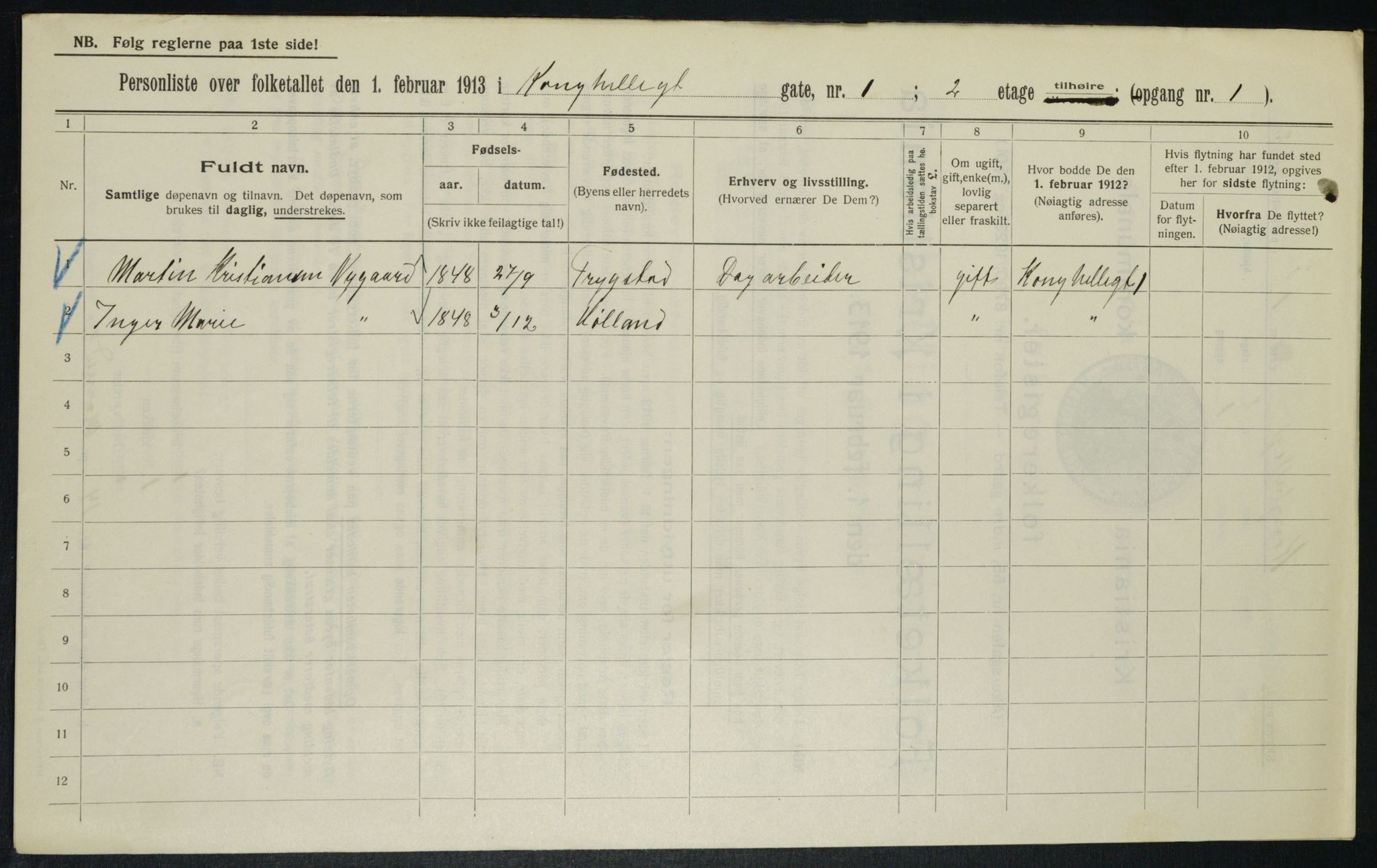 OBA, Municipal Census 1913 for Kristiania, 1913, p. 52381