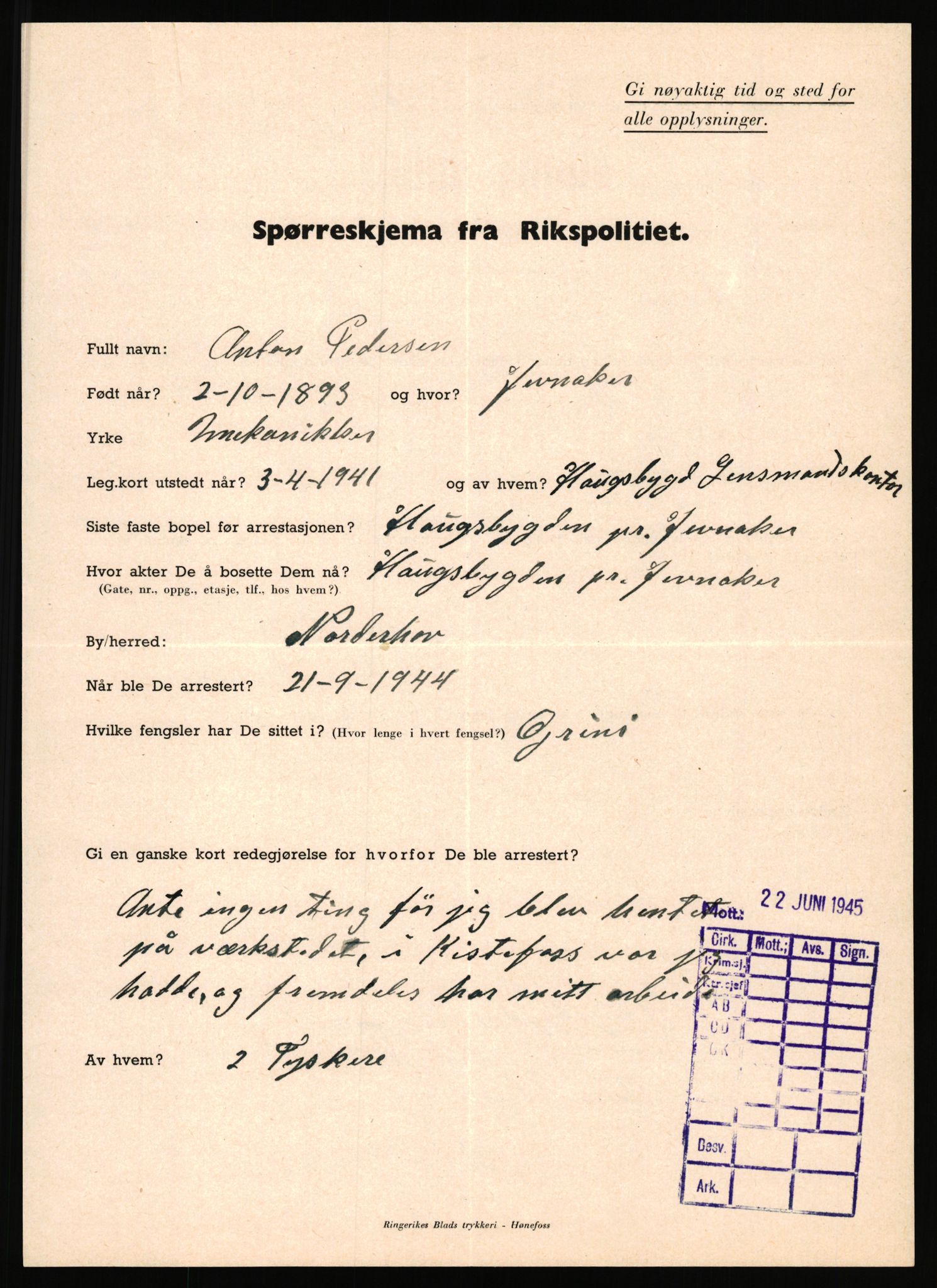 Rikspolitisjefen, AV/RA-S-1560/L/L0013: Noss, Eirik - Petrussen, Sigurd, 1940-1945, p. 965