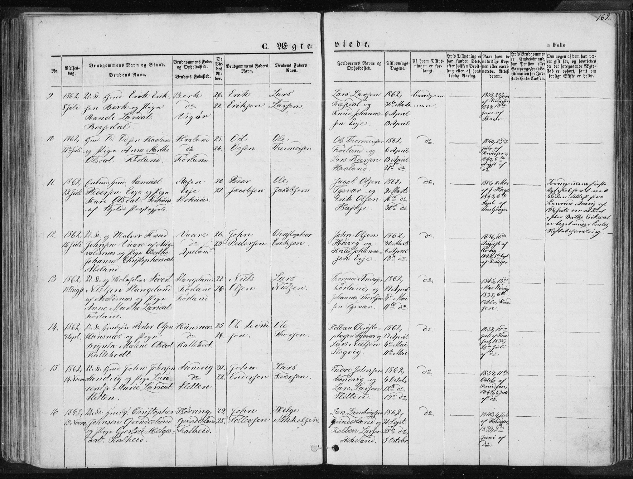 Tysvær sokneprestkontor, AV/SAST-A -101864/H/Ha/Haa/L0003: Parish register (official) no. A 3, 1856-1865, p. 162