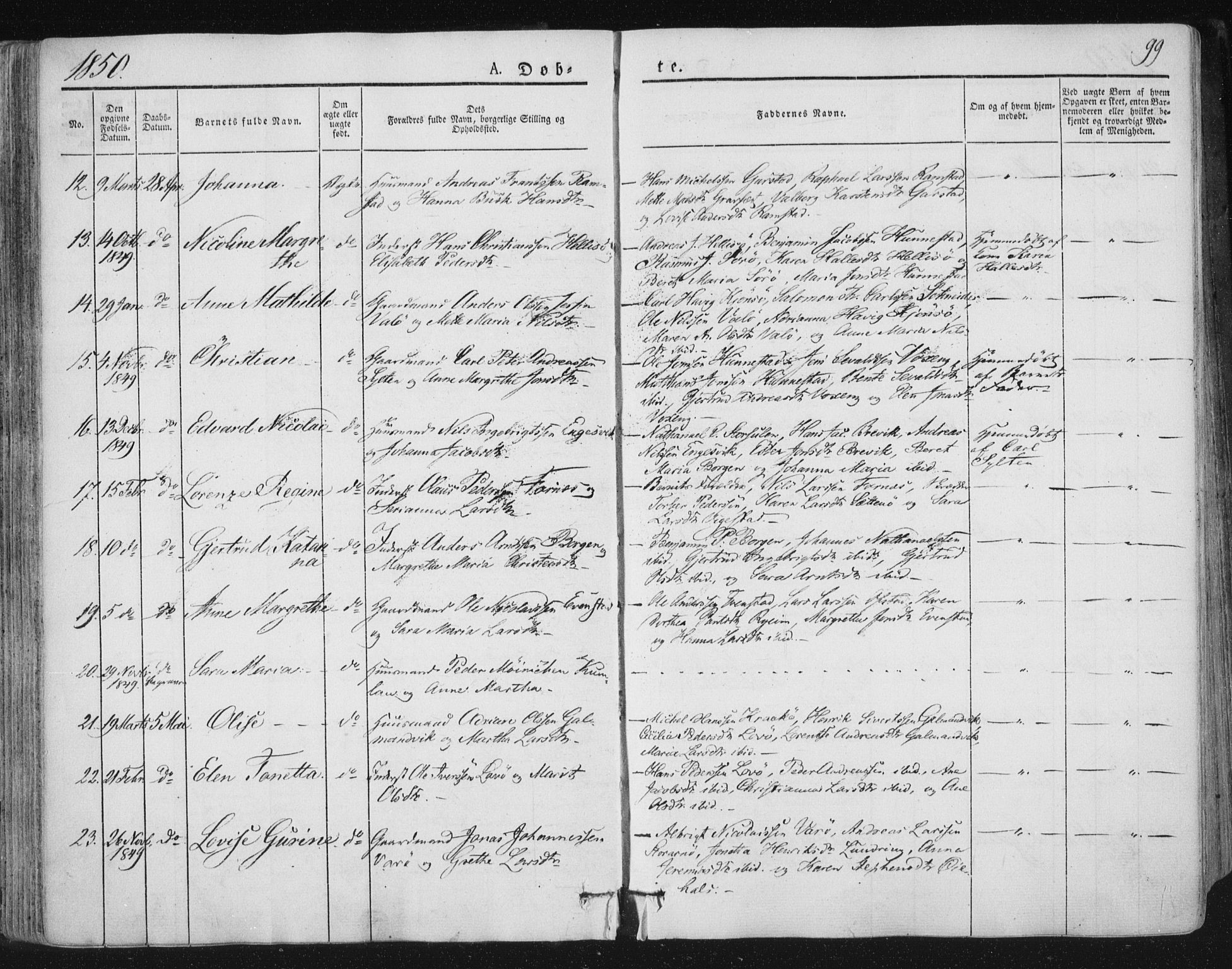 Ministerialprotokoller, klokkerbøker og fødselsregistre - Nord-Trøndelag, SAT/A-1458/784/L0669: Parish register (official) no. 784A04, 1829-1859, p. 99