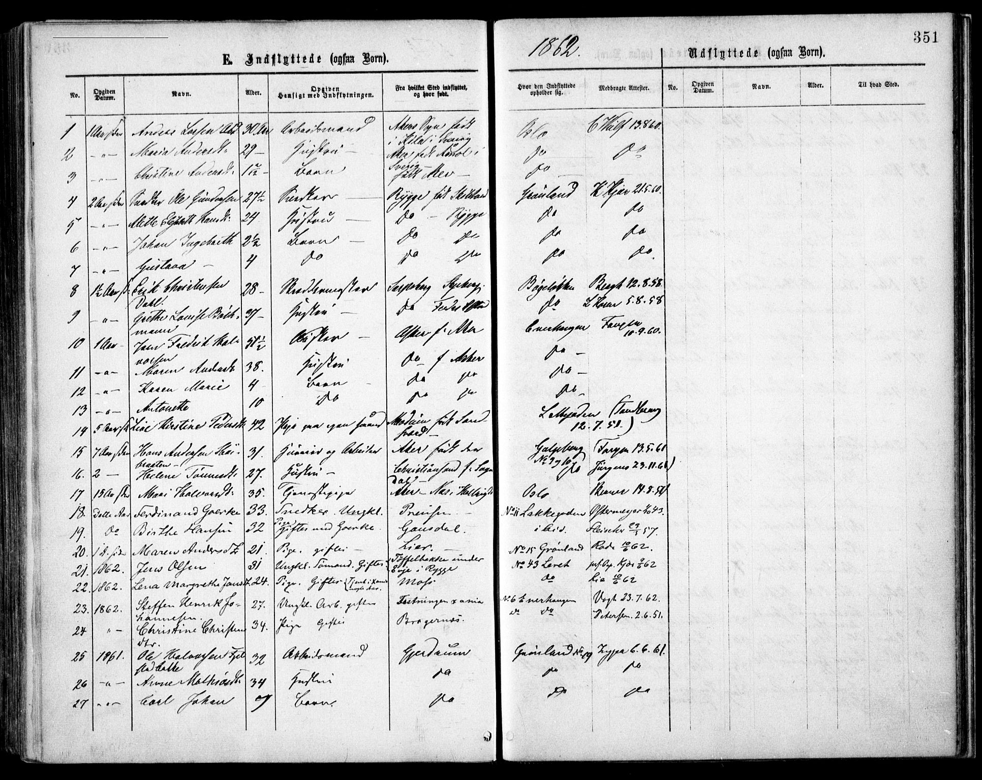 Grønland prestekontor Kirkebøker, AV/SAO-A-10848/F/Fa/L0003: Parish register (official) no. 3, 1862-1868, p. 351