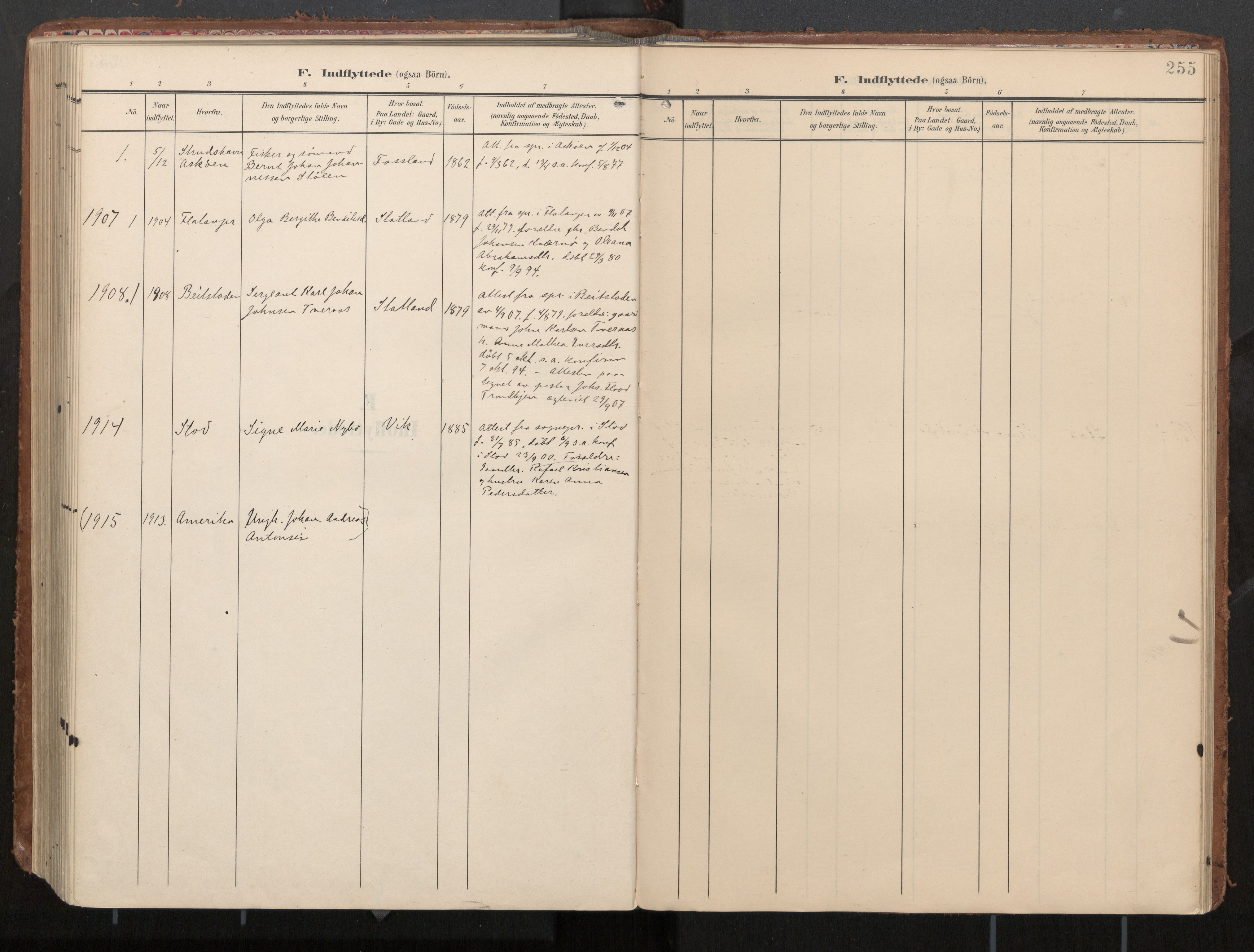 Ministerialprotokoller, klokkerbøker og fødselsregistre - Nord-Trøndelag, AV/SAT-A-1458/774/L0629: Parish register (official), 1904-1926, p. 255