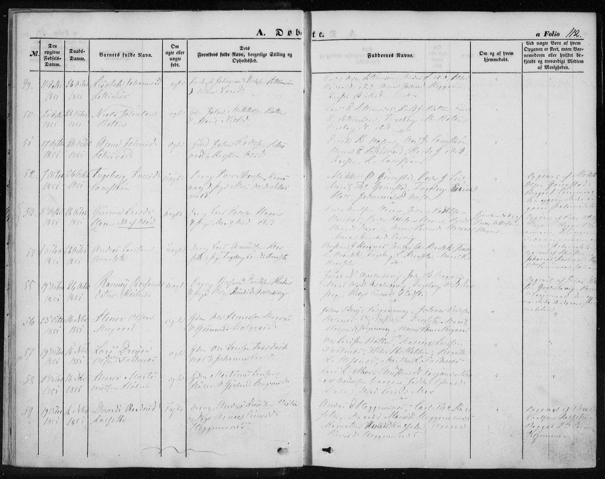 Ministerialprotokoller, klokkerbøker og fødselsregistre - Møre og Romsdal, SAT/A-1454/576/L0883: Parish register (official) no. 576A01, 1849-1865, p. 112