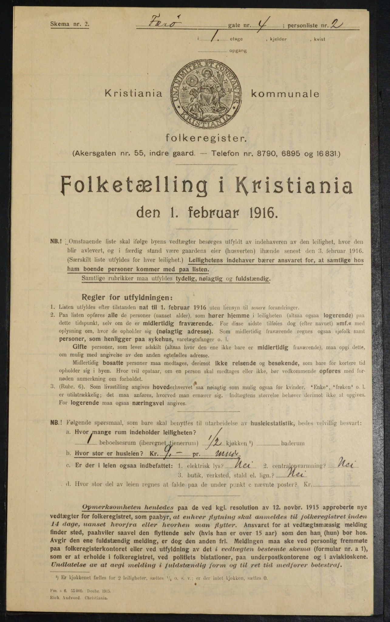 OBA, Municipal Census 1916 for Kristiania, 1916, p. 29066