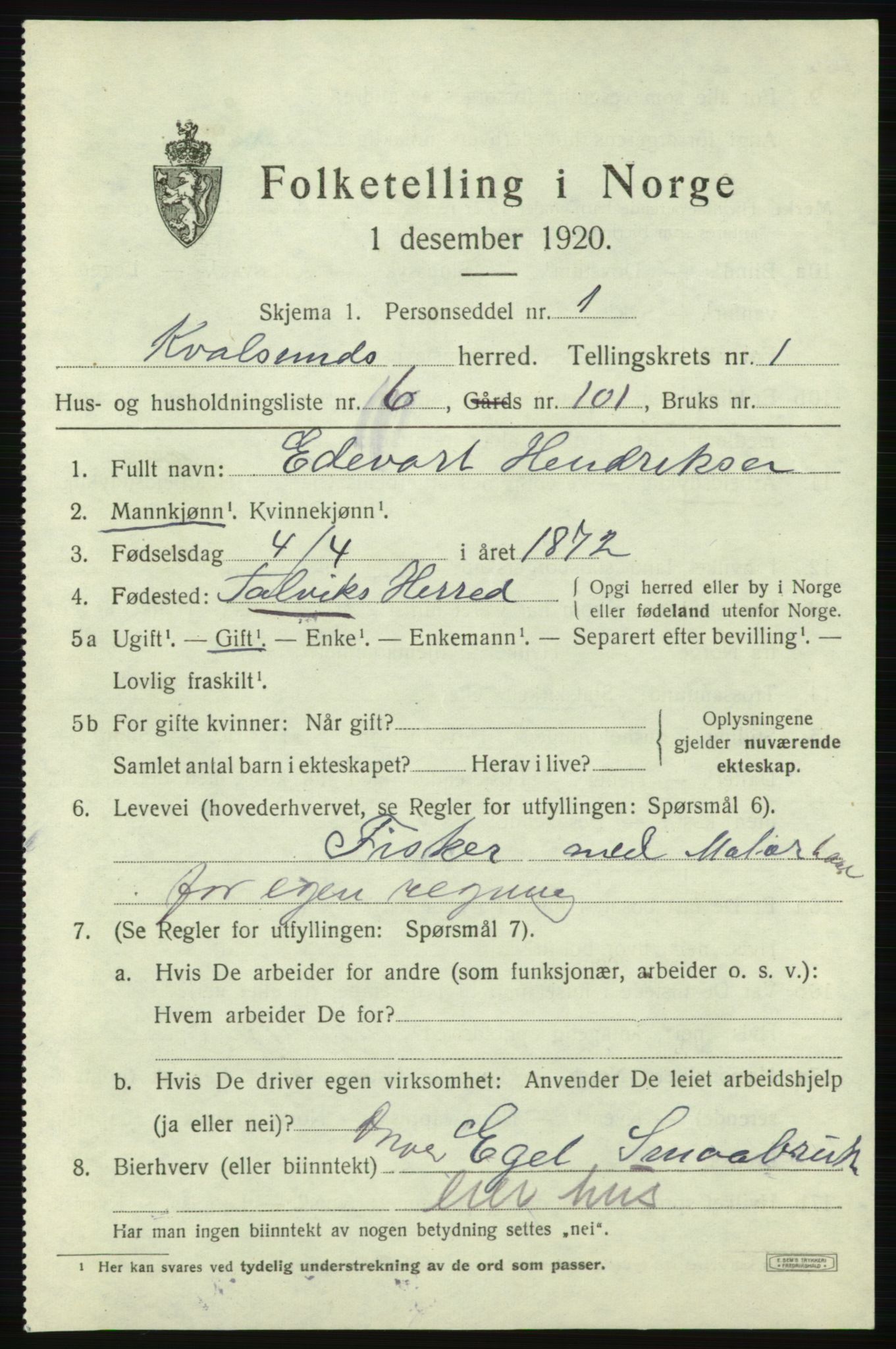 SATØ, 1920 census for , 1920, p. 520