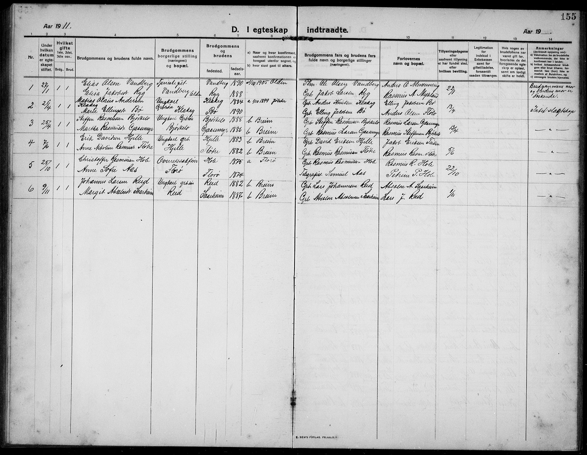 Gloppen sokneprestembete, SAB/A-80101/H/Hab/Habc/L0003: Parish register (copy) no. C 3, 1911-1938, p. 155