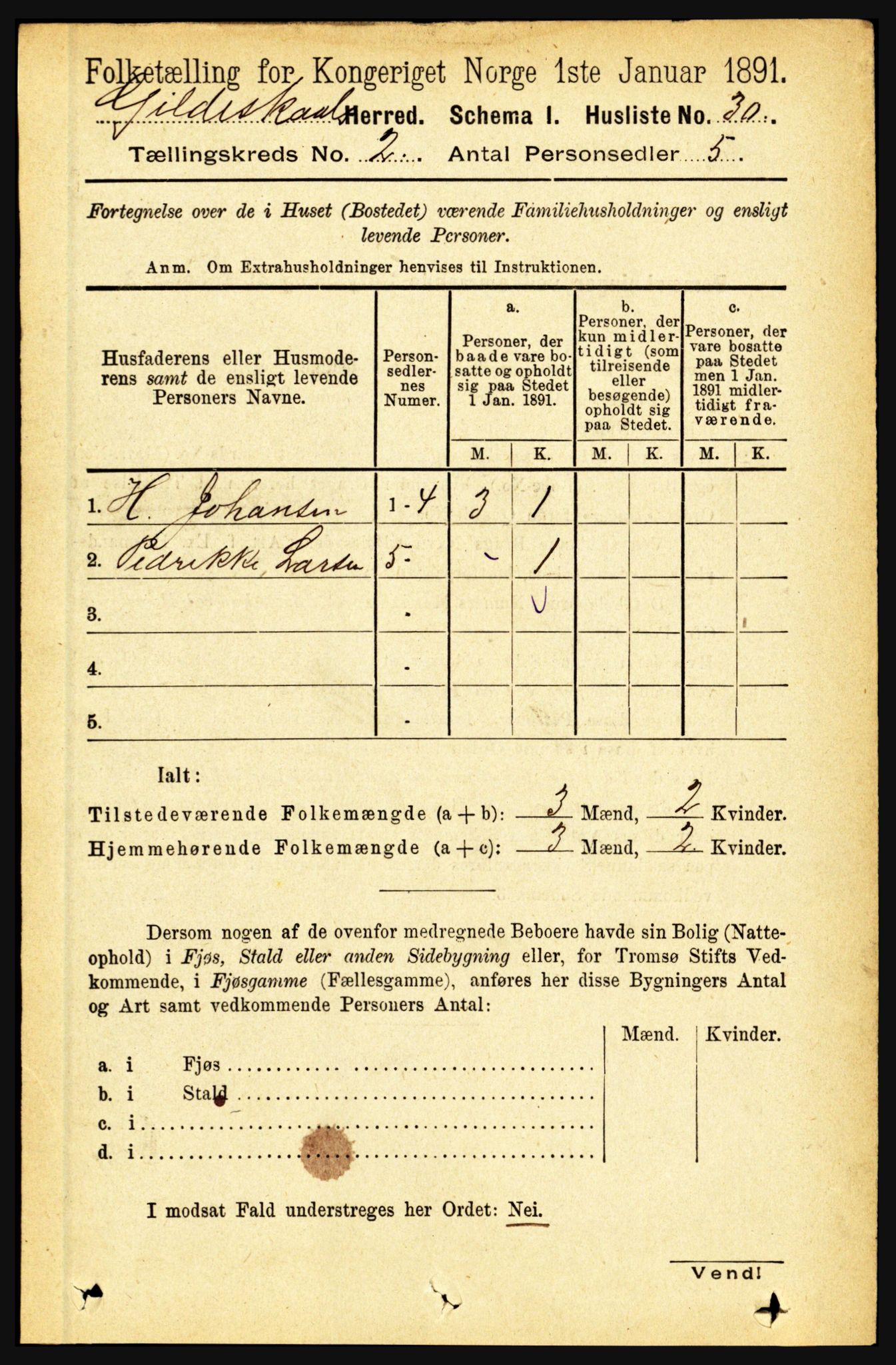 RA, 1891 census for 1838 Gildeskål, 1891, p. 514