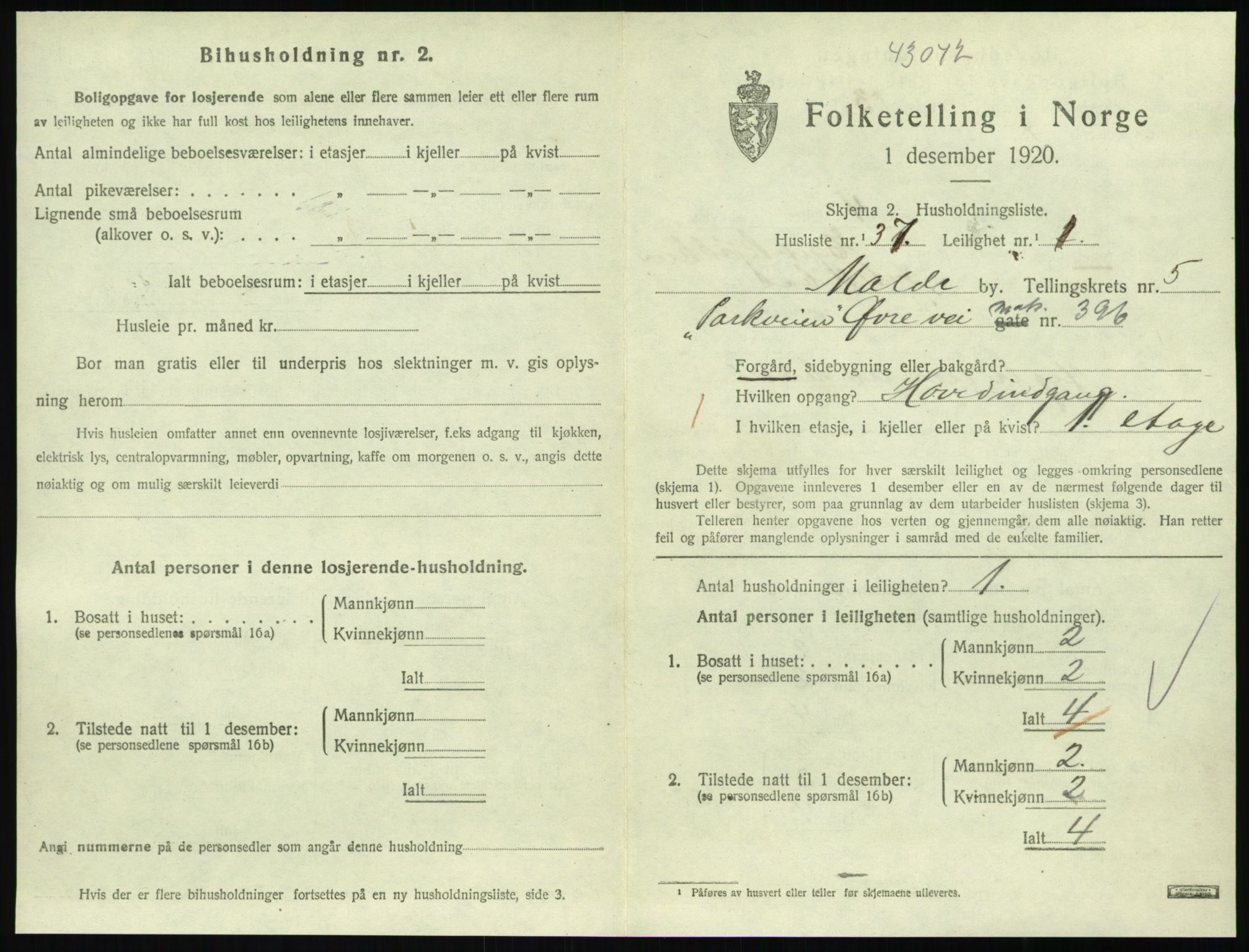 SAT, 1920 census for Molde, 1920, p. 1895