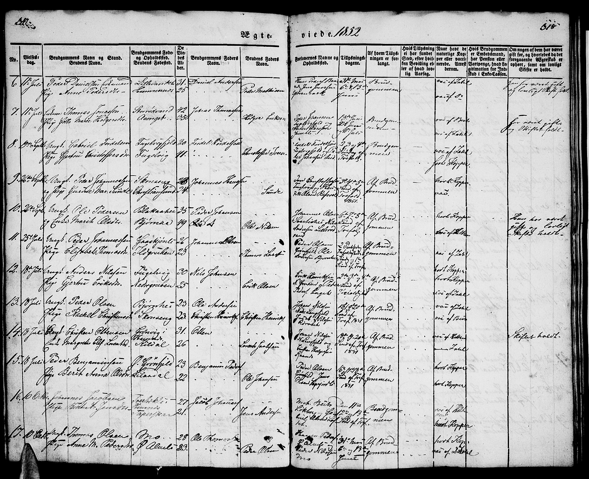 Ministerialprotokoller, klokkerbøker og fødselsregistre - Nordland, SAT/A-1459/827/L0413: Parish register (copy) no. 827C02, 1842-1852, p. 317-318