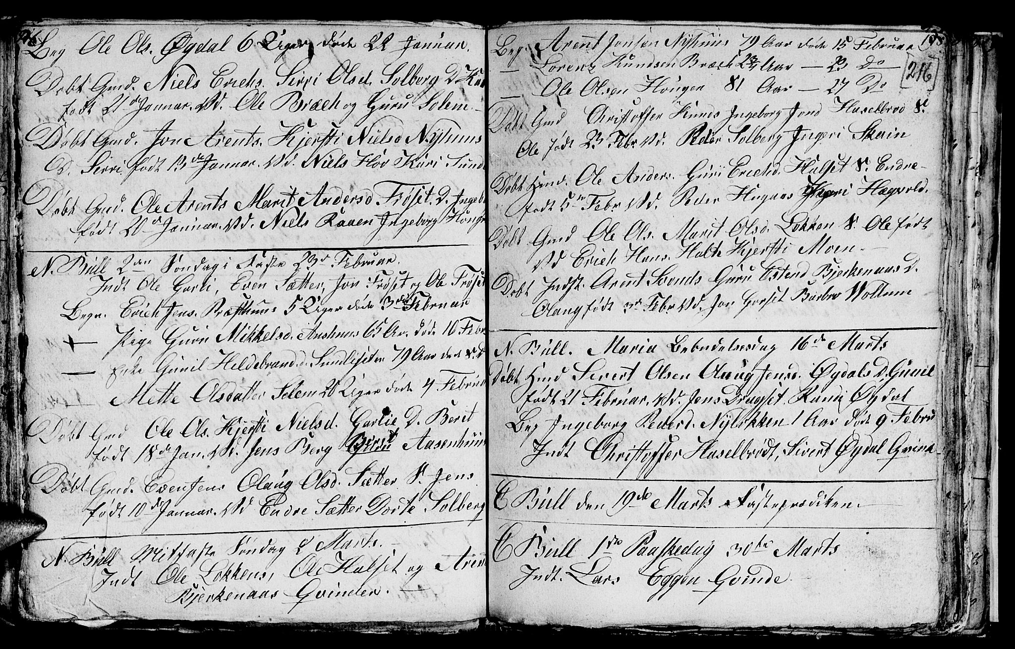 Ministerialprotokoller, klokkerbøker og fødselsregistre - Sør-Trøndelag, SAT/A-1456/689/L1042: Parish register (copy) no. 689C01, 1812-1841, p. 215-216