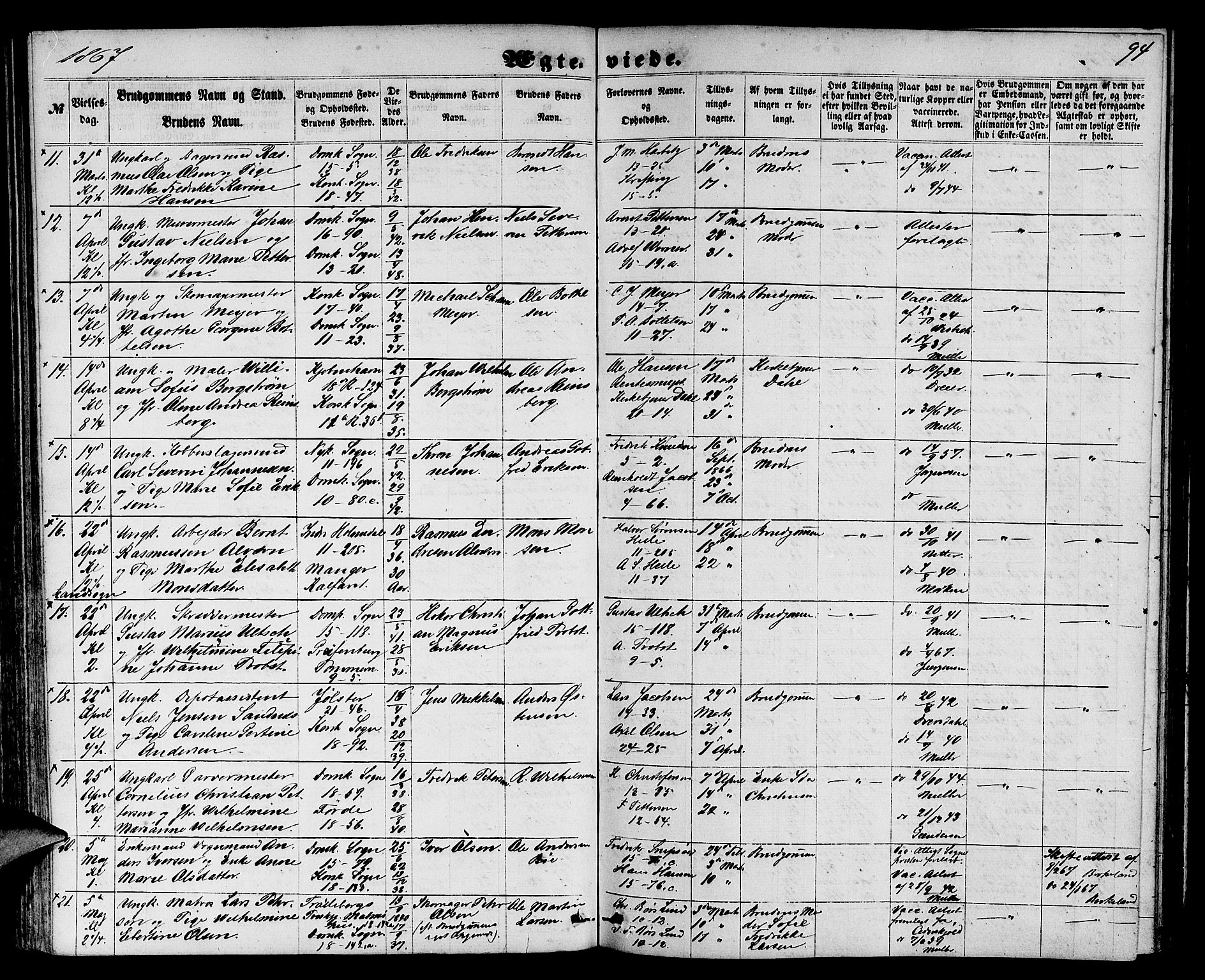 Domkirken sokneprestembete, AV/SAB-A-74801/H/Hab/L0030: Parish register (copy) no. D 2, 1857-1876, p. 94