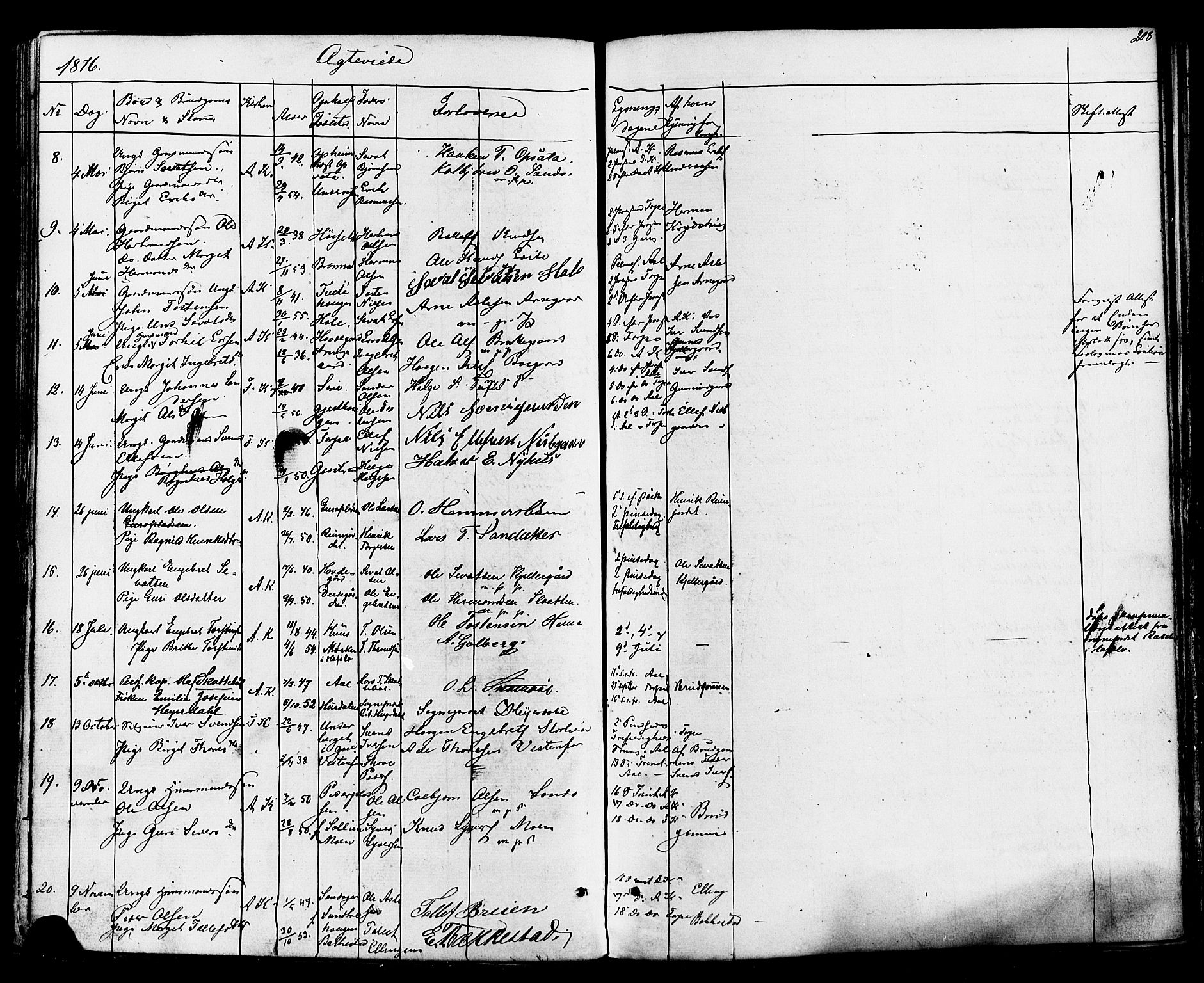 Ål kirkebøker, AV/SAKO-A-249/F/Fa/L0007: Parish register (official) no. I 7, 1865-1881, p. 208