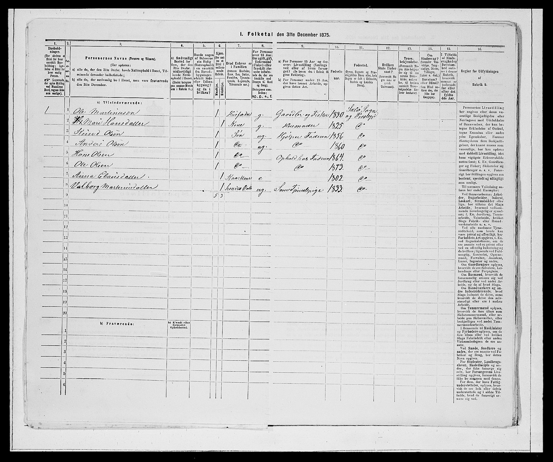 SAB, 1875 Census for 1441P Selje, 1875, p. 941