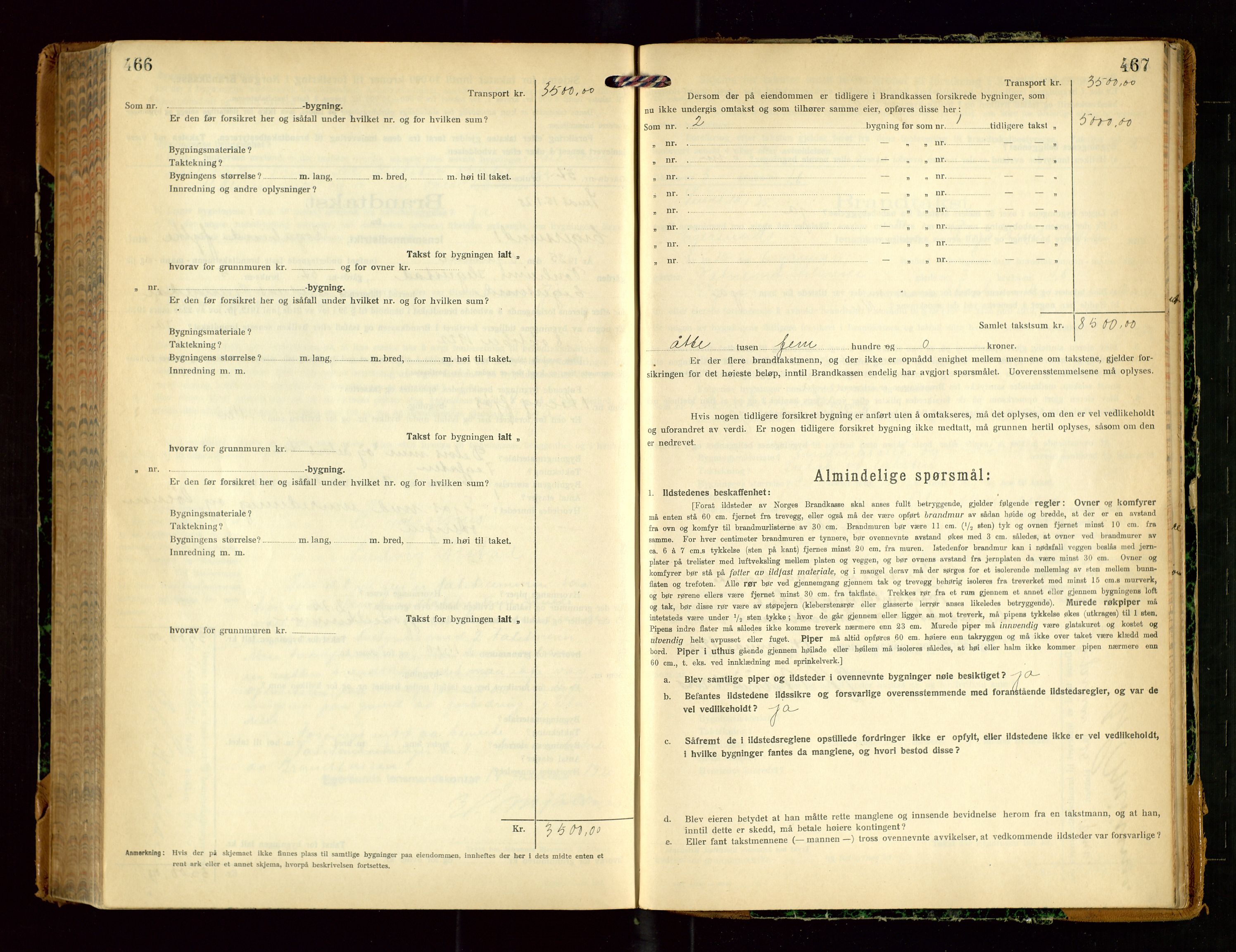 Eigersund lensmannskontor, SAST/A-100171/Gob/L0004: "Branntakstprotokoll", 1921-1925, p. 466-467