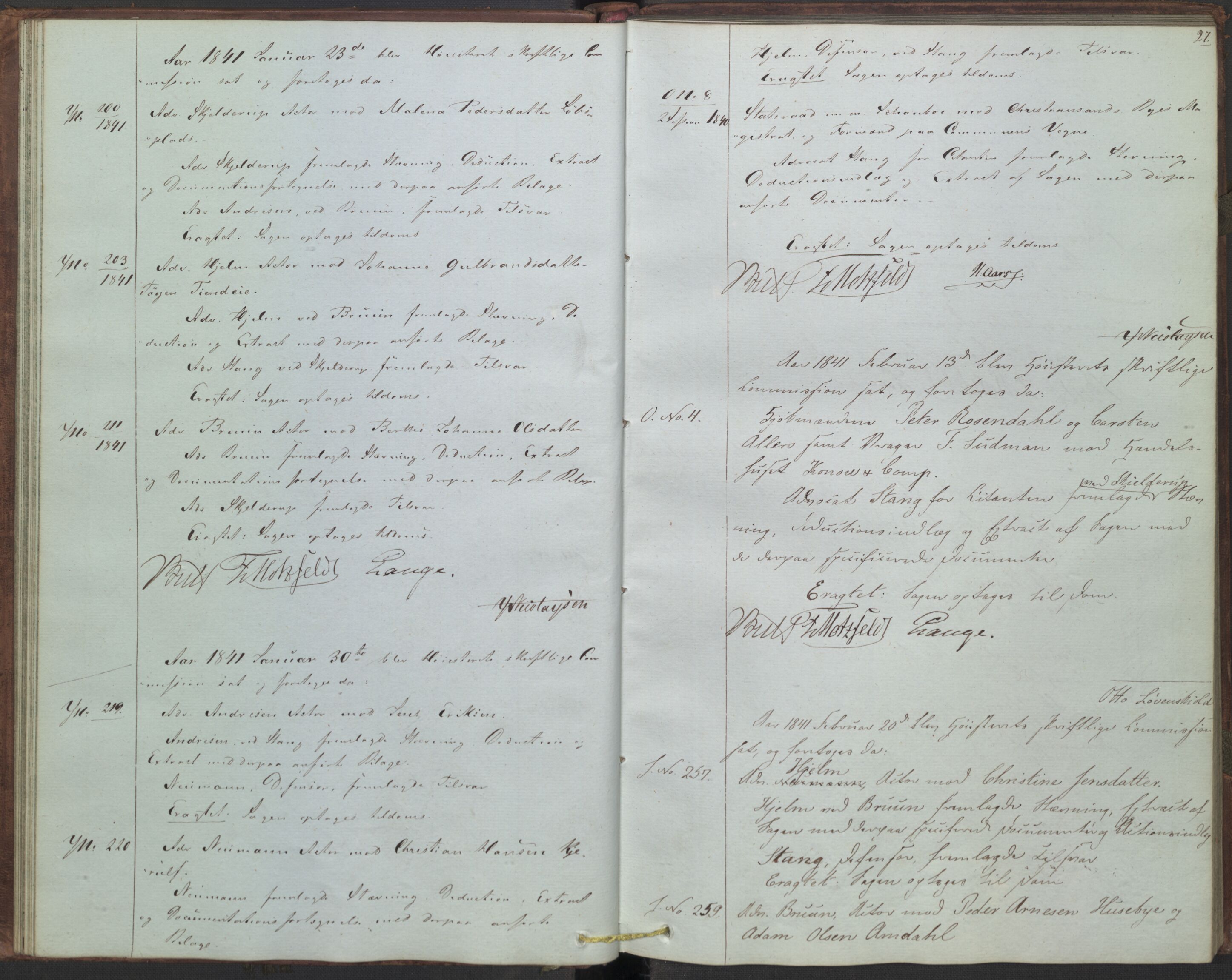 Høyesterett, AV/RA-S-1002/E/Ef/L0005: Protokoll over saker som gikk til skriftlig behandling, 1838-1843, p. 26b-27a