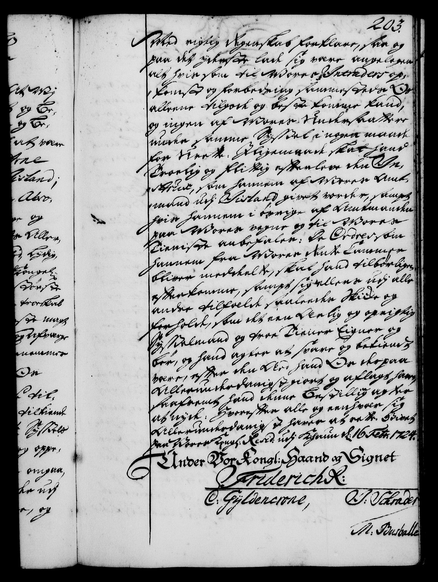 Rentekammeret, Kammerkanselliet, AV/RA-EA-3111/G/Gg/Gge/L0001: Norsk bestallingsprotokoll med register (merket RK 53.25), 1720-1730, p. 203