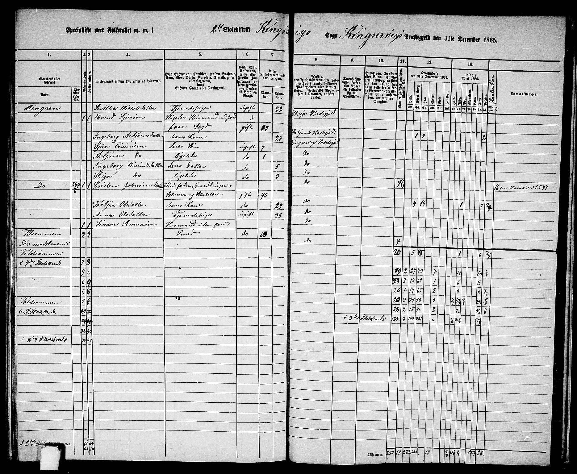 RA, 1865 census for Kinsarvik, 1865, p. 236