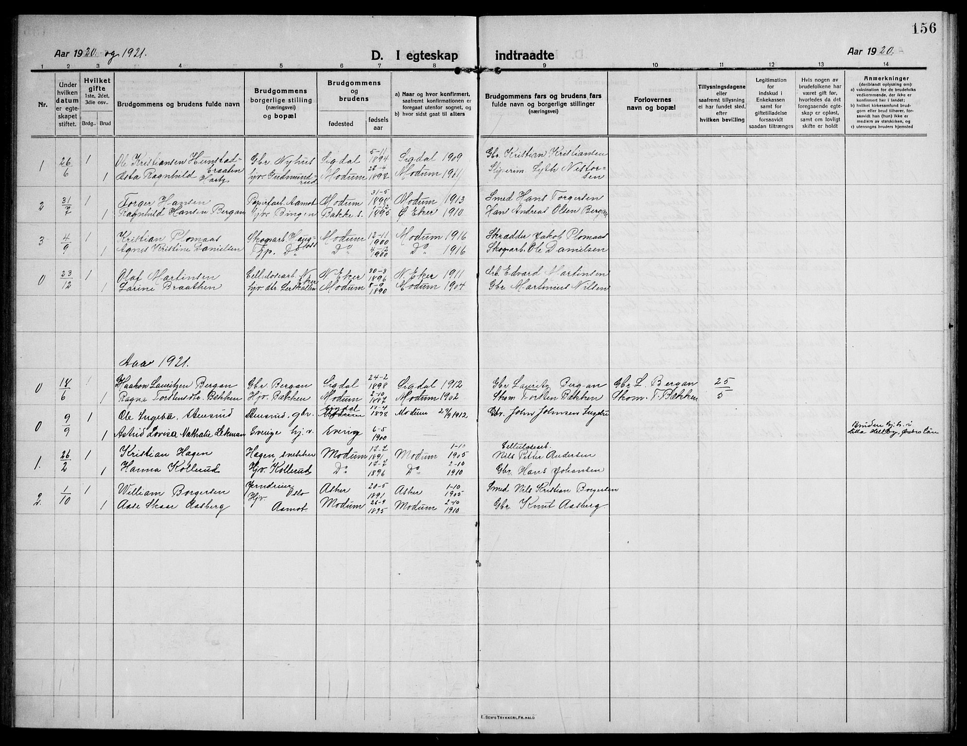 Modum kirkebøker, SAKO/A-234/F/Fa/L0018: Parish register (official) no. 18, 1912-1924, p. 156