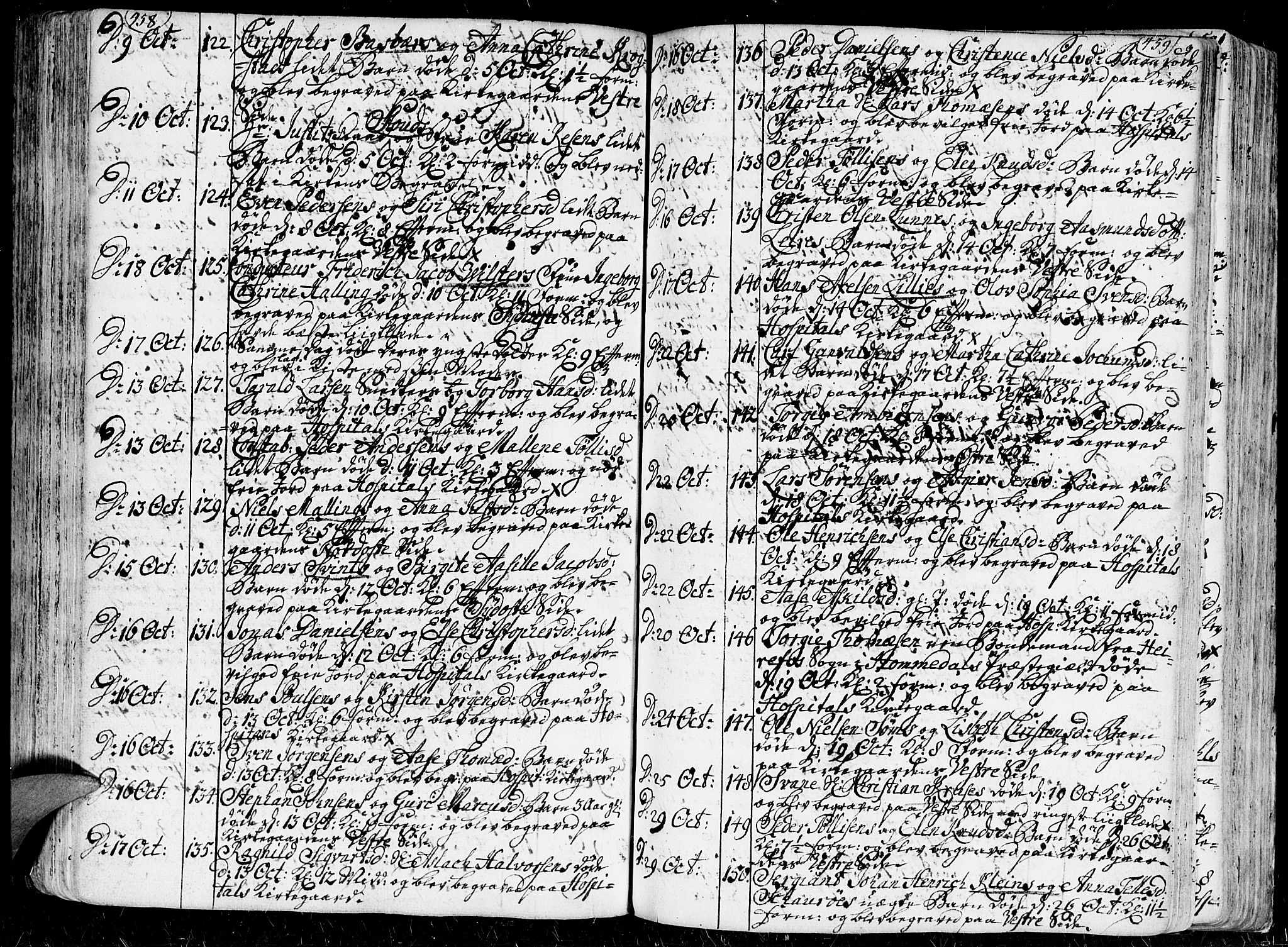 Kristiansand domprosti, AV/SAK-1112-0006/F/Fa/L0001: Parish register (official) no. A 1, 1734-1793, p. 458-459