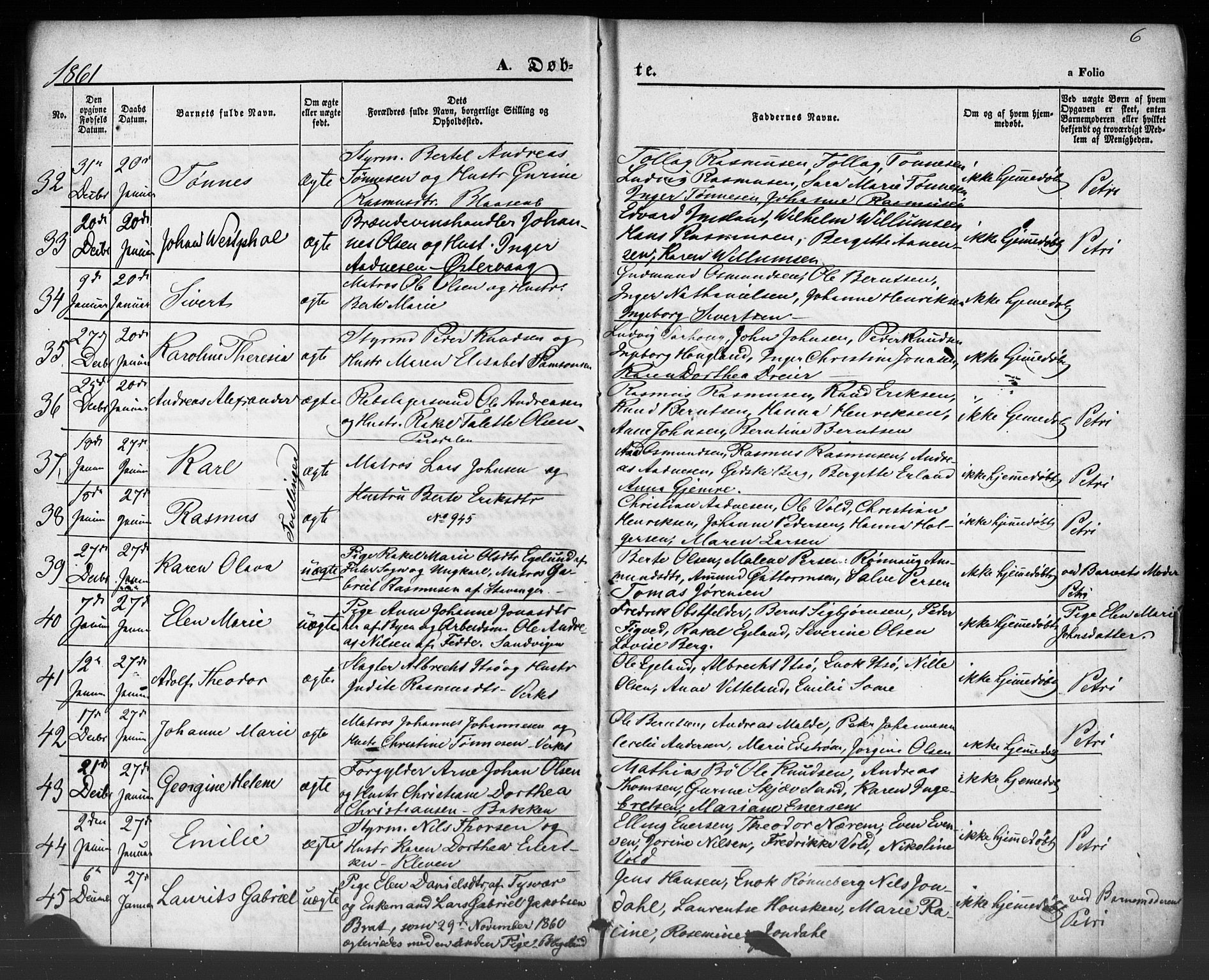 Domkirken sokneprestkontor, AV/SAST-A-101812/001/30/30BB/L0012: Parish register (copy) no. B 12, 1860-1871, p. 6