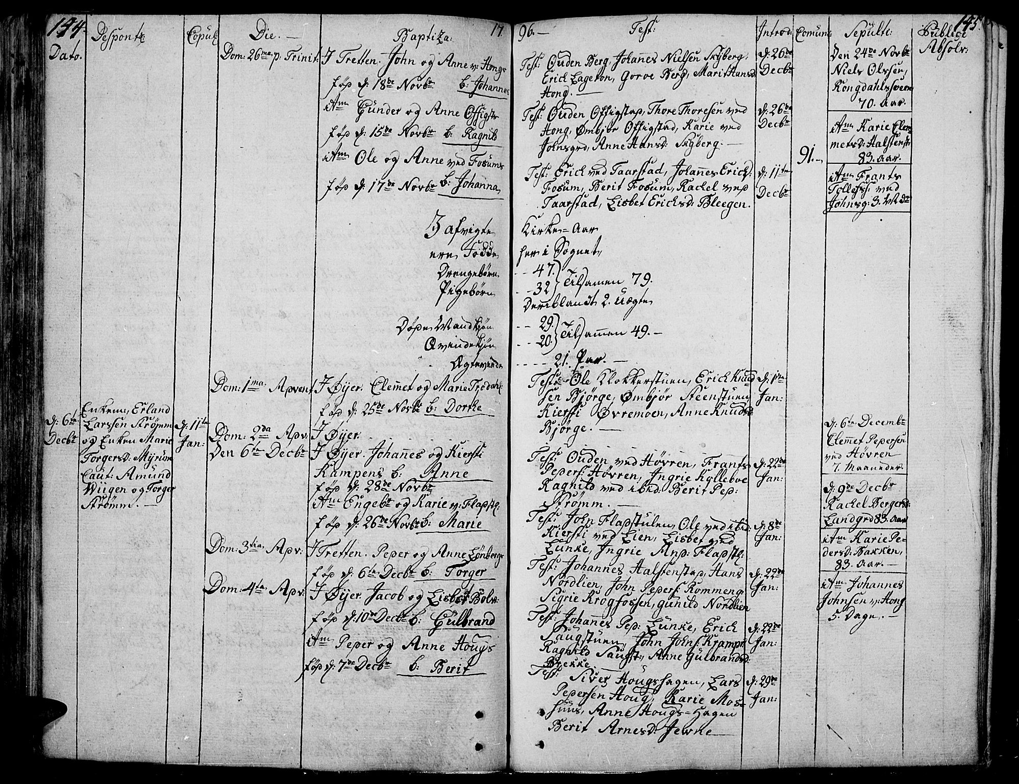 Øyer prestekontor, SAH/PREST-084/H/Ha/Haa/L0003: Parish register (official) no. 3, 1784-1824, p. 144-145