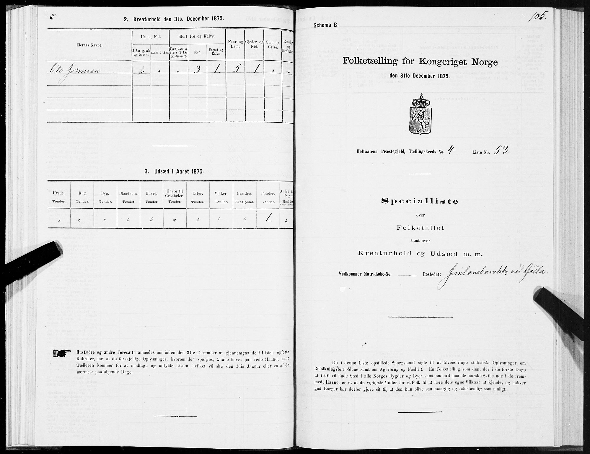 SAT, 1875 census for 1645P Haltdalen, 1875, p. 5105