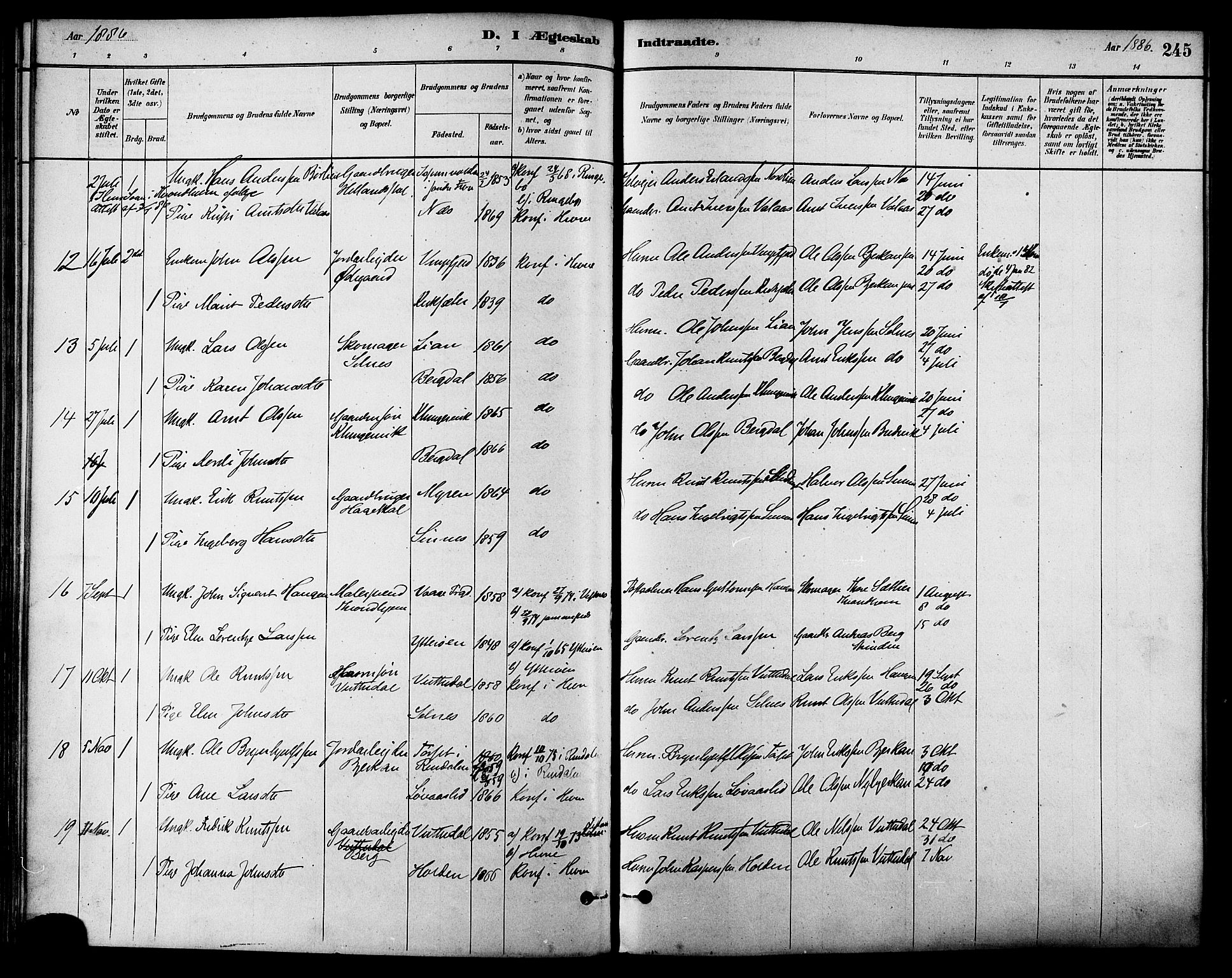 Ministerialprotokoller, klokkerbøker og fødselsregistre - Sør-Trøndelag, AV/SAT-A-1456/630/L0496: Parish register (official) no. 630A09, 1879-1895, p. 245