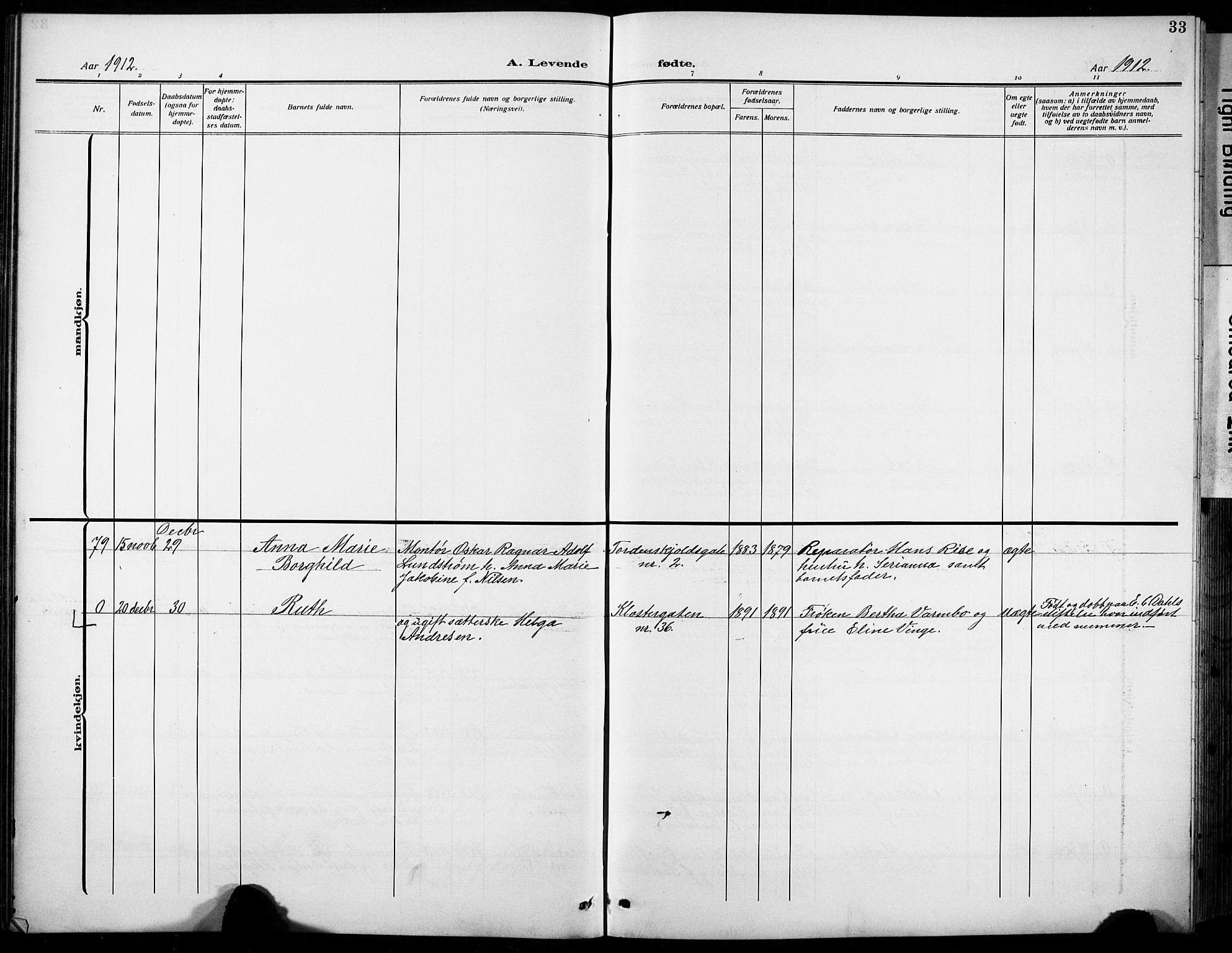 Ministerialprotokoller, klokkerbøker og fødselsregistre - Sør-Trøndelag, SAT/A-1456/601/L0096: Parish register (copy) no. 601C14, 1911-1931, p. 33