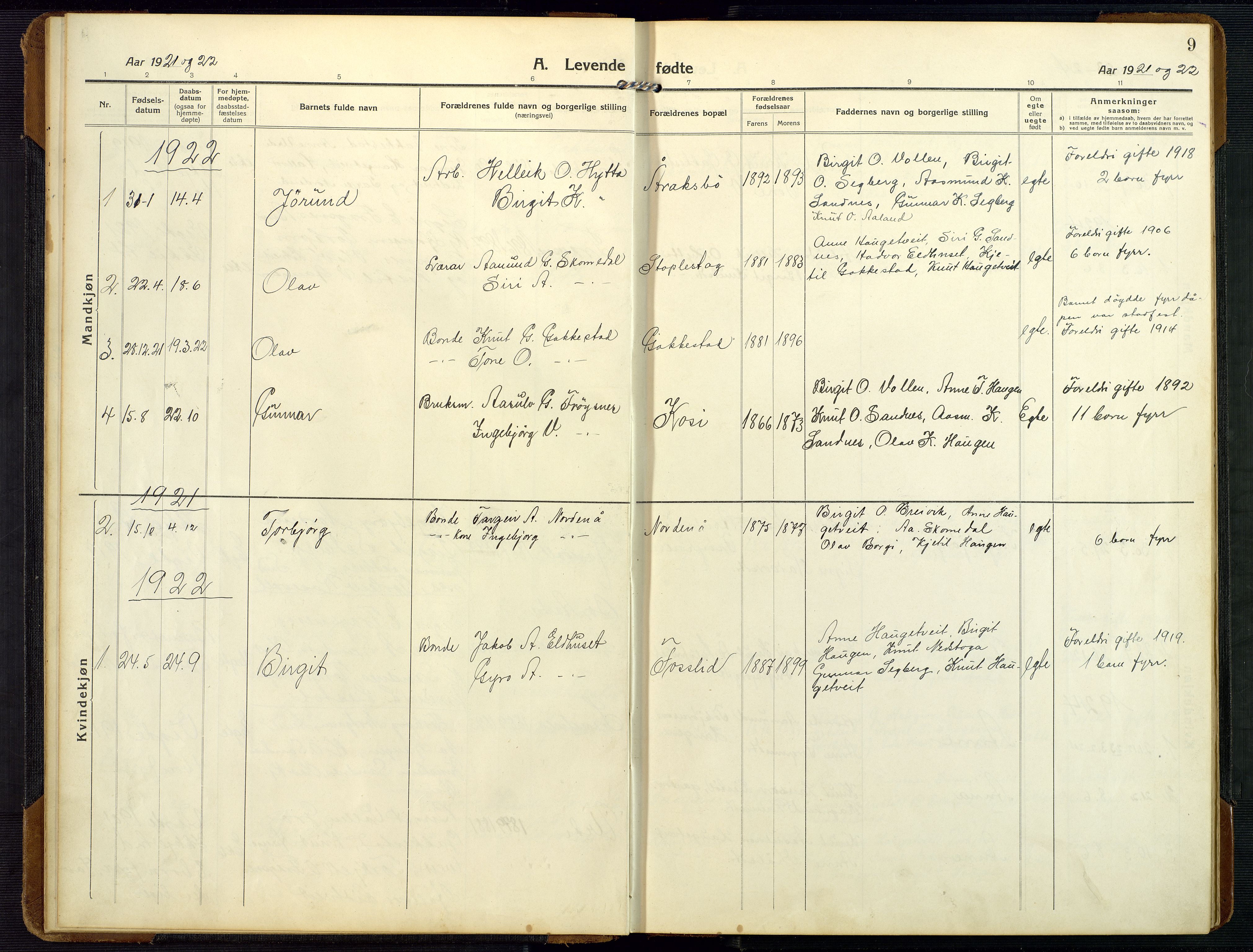 Bygland sokneprestkontor, AV/SAK-1111-0006/F/Fb/Fbc/L0003: Parish register (copy) no. B 3, 1916-1975, p. 9