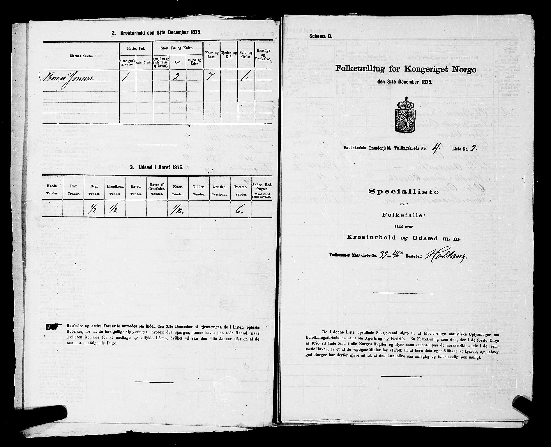 SAKO, 1875 census for 0816P Sannidal, 1875, p. 252