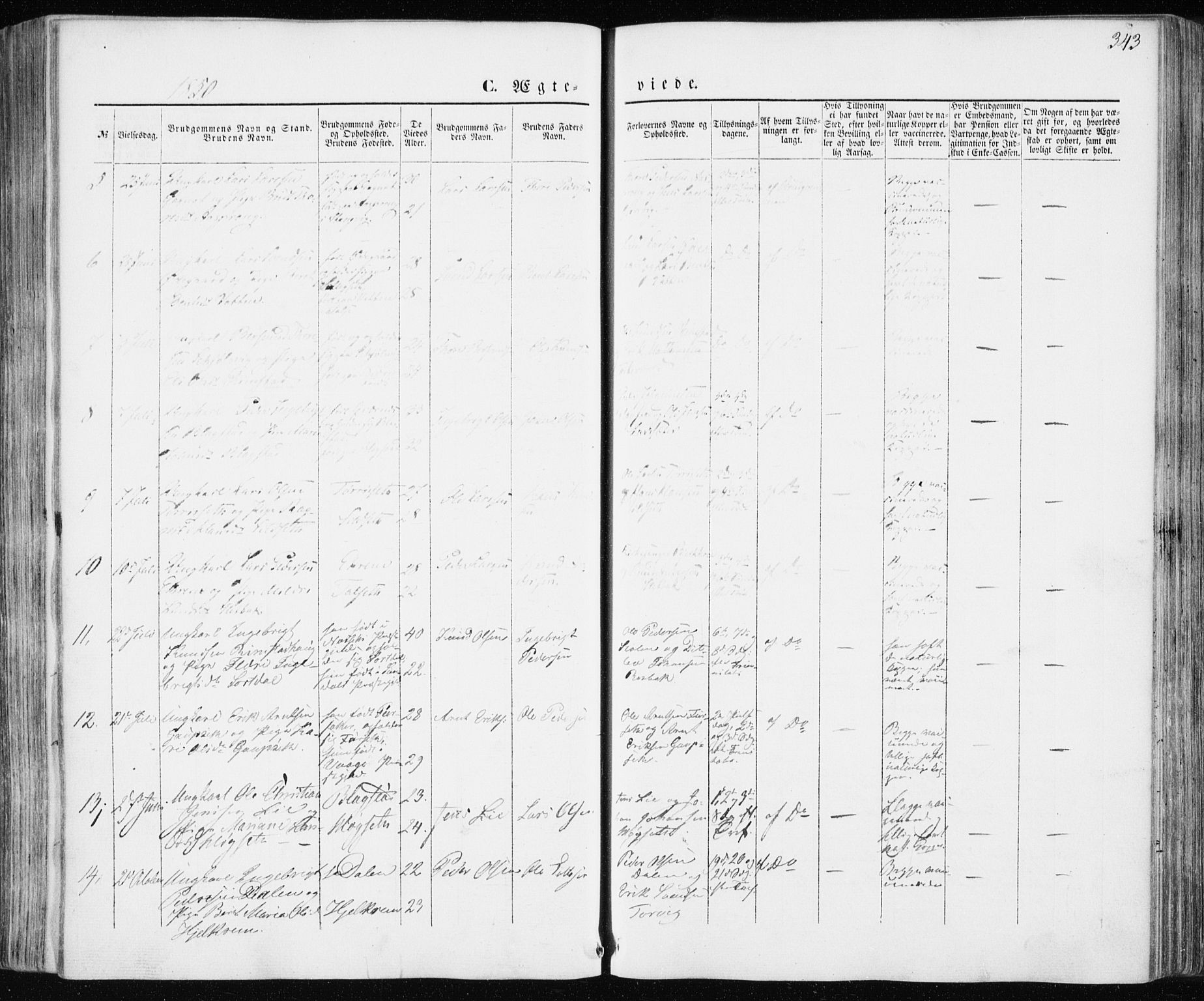 Ministerialprotokoller, klokkerbøker og fødselsregistre - Møre og Romsdal, AV/SAT-A-1454/586/L0984: Parish register (official) no. 586A10, 1844-1856, p. 343